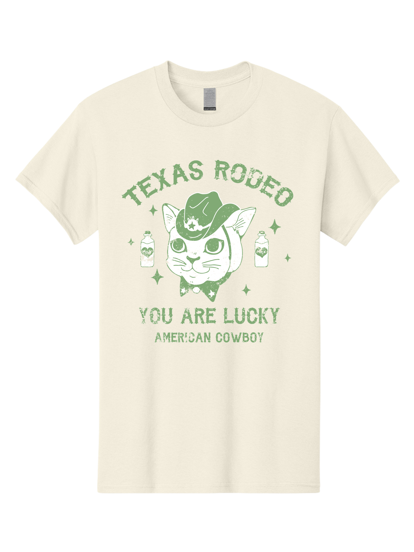 Cowboy Men'S Graphic Tee, 100% Cotton, Comfortable Casual Summer Wear, Machine Washable, Cowboy Cat, Western Wear, Texas Rodeo, Lucky Charm, American Cowboy, Feline Cowboy, Country Style, Cowboy Hat, Star Motif, Whiskey Bottles, Retro Vibe, Aae208