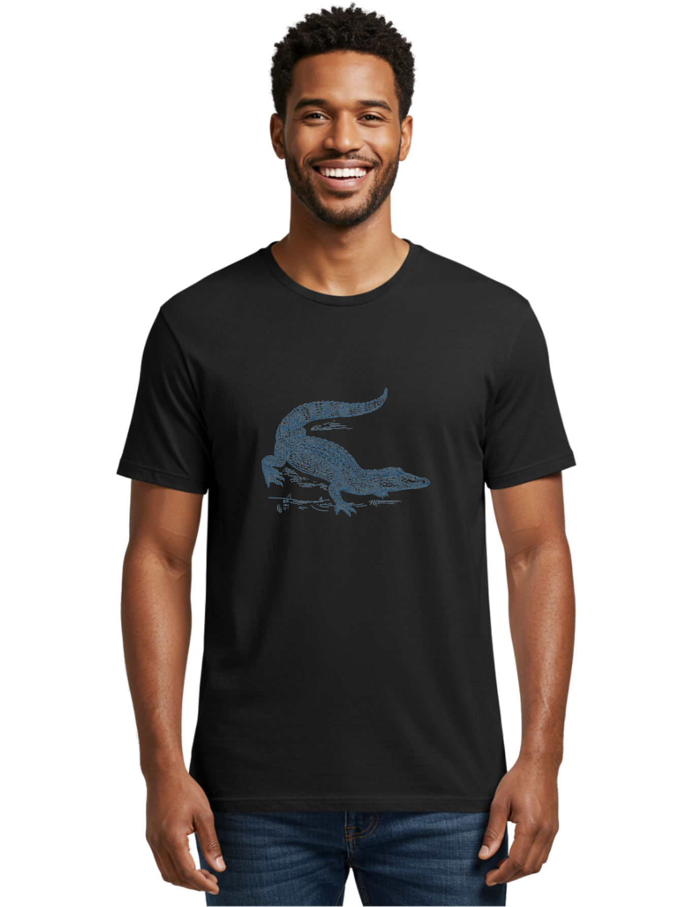Crocodile Driftwalk Men'S Graphic Tee, 100% Cotton, Comfortable Casual Summer Wear, Machine Washable, Crocodile, Reptile, Wildlife, Alligator, Predator, Sharp Teeth, Scaly Skin, Water Creature, Wild Animal, Nature Aae215