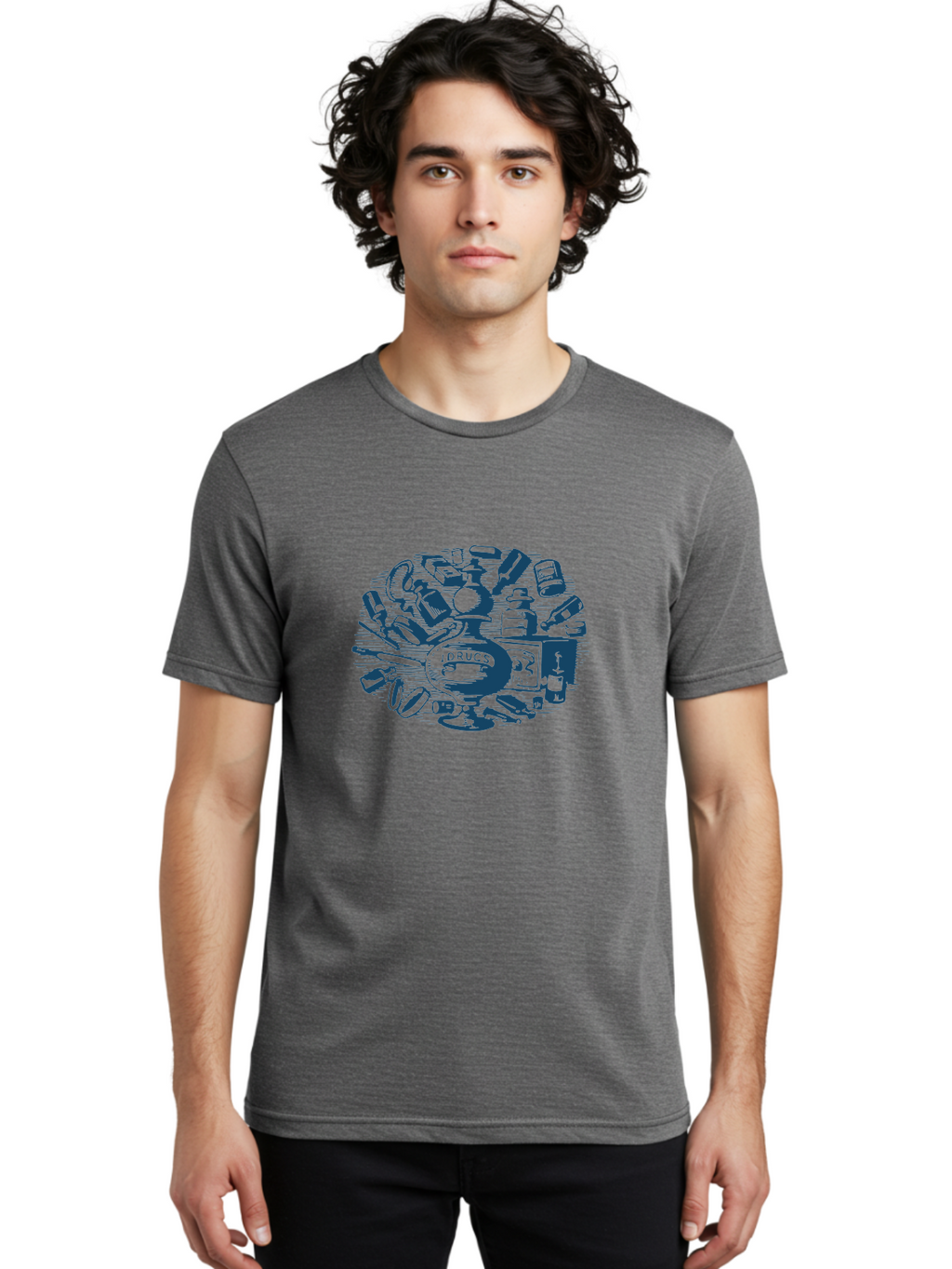 Cure & Chaos Men'S Graphic Tee, 100% Cotton, Comfortable Casual Summer Wear, Machine Washable, Prescription Medication, Medical Supplies, Pharmacy Items, Drug Paraphernalia, Pill Bottles, Medical Equipment, Healthcare Products, Pharmaceuticals Aae220