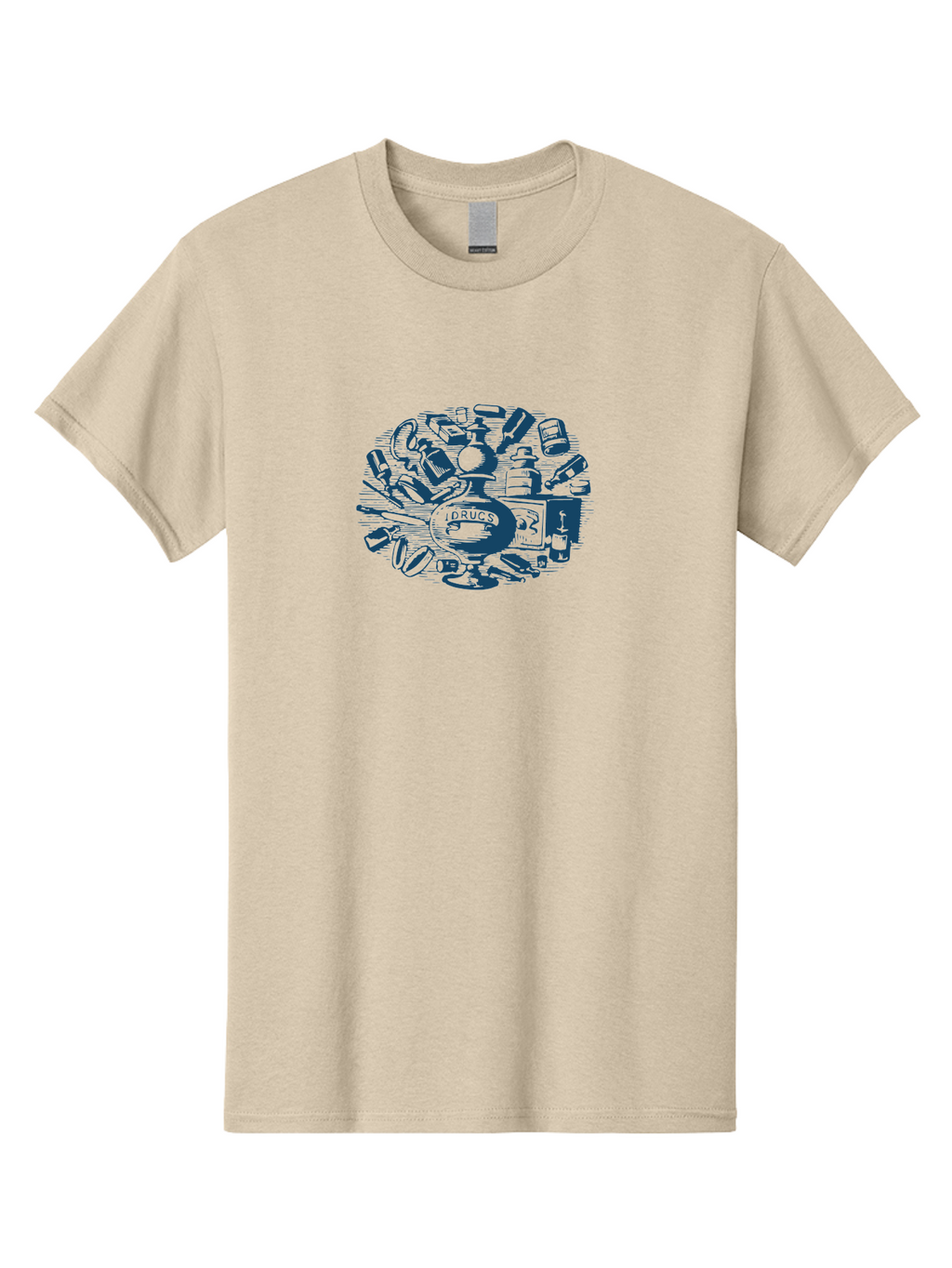 Cure & Chaos Men'S Graphic Tee, 100% Cotton, Comfortable Casual Summer Wear, Machine Washable, Prescription Medication, Medical Supplies, Pharmacy Items, Drug Paraphernalia, Pill Bottles, Medical Equipment, Healthcare Products, Pharmaceuticals Aae220