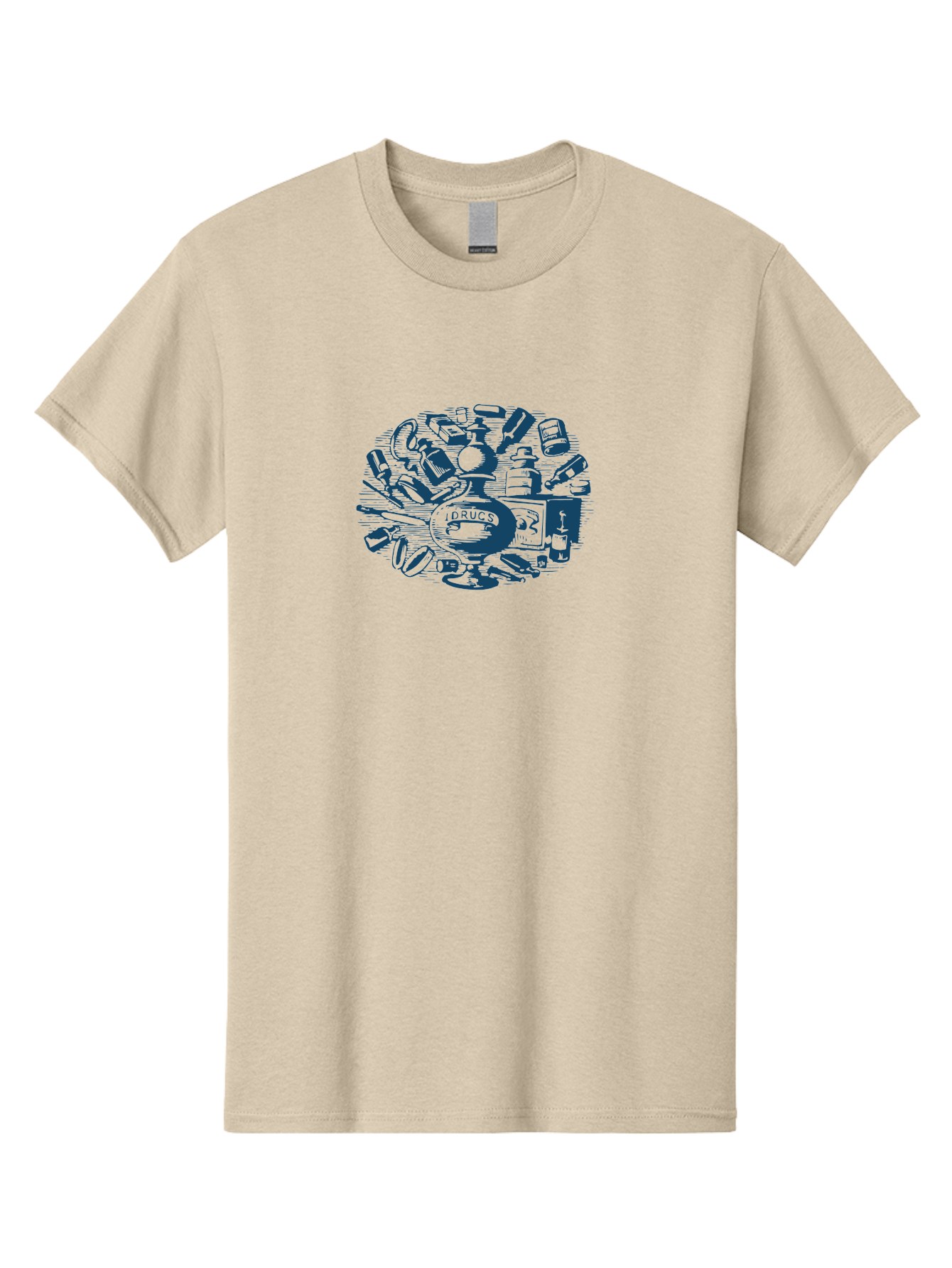 Cure & Chaos Men'S Graphic Tee, 100% Cotton, Comfortable Casual Summer Wear, Machine Washable, Prescription Medication, Medical Supplies, Pharmacy Items, Drug Paraphernalia, Pill Bottles, Medical Equipment, Healthcare Products, Pharmaceuticals Aae220