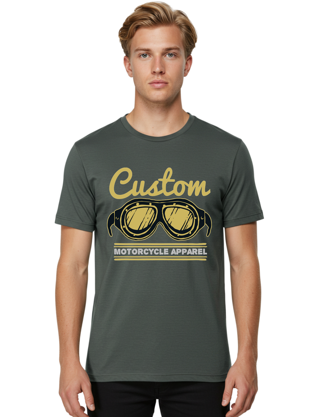 Custom Apparel Men'S Graphic Tee, 100% Cotton, Comfortable Casual Summer Wear, Machine Washable, Vintage Motorcycle Goggles, Custom Apparel, Biker Accessories, Retro Style, Motorcycle Culture, Custom Clothing Aae221