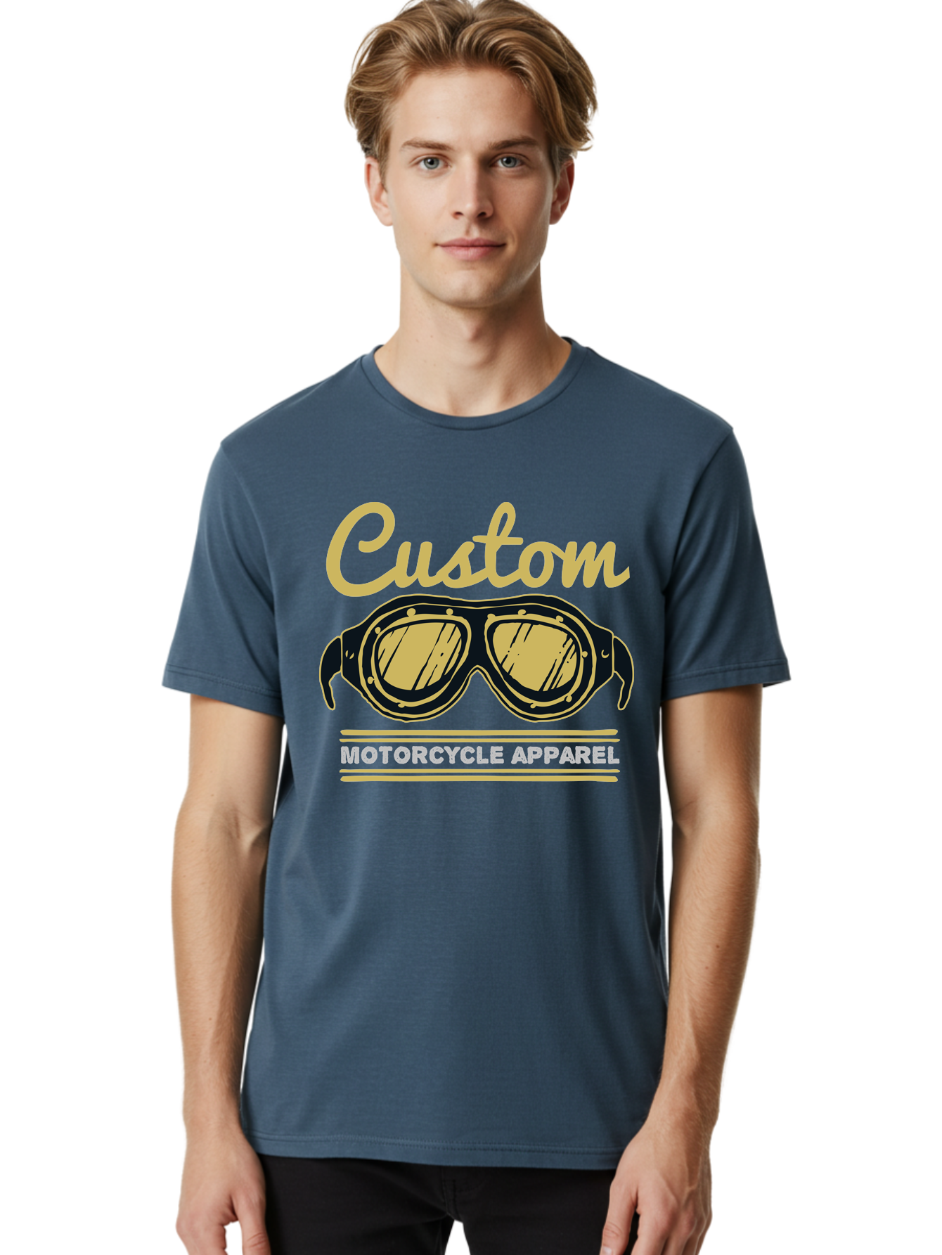 Custom Apparel Men'S Graphic Tee, 100% Cotton, Comfortable Casual Summer Wear, Machine Washable, Vintage Motorcycle Goggles, Custom Apparel, Biker Accessories, Retro Style, Motorcycle Culture, Custom Clothing Aae221