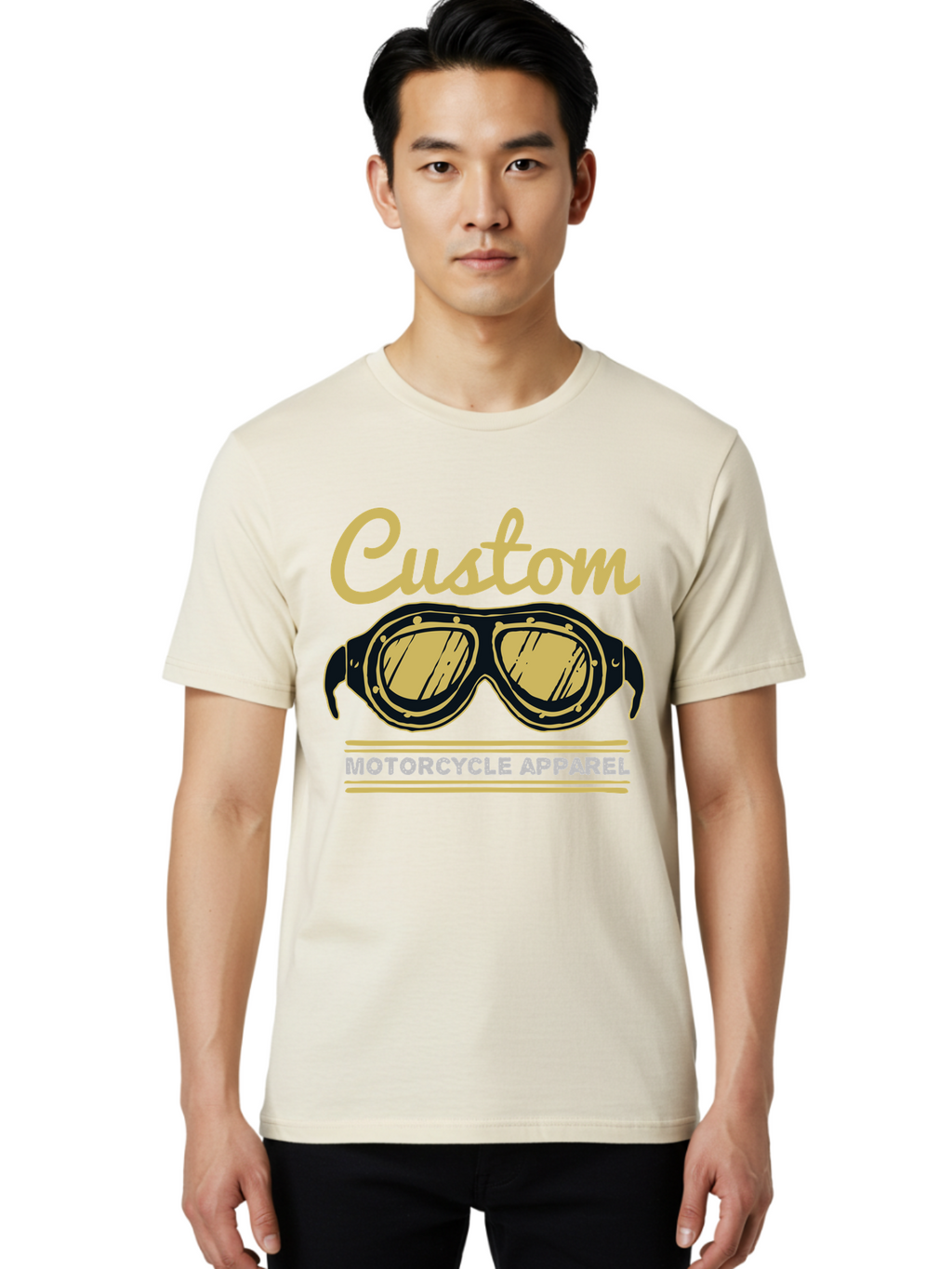 Custom Apparel Men'S Graphic Tee, 100% Cotton, Comfortable Casual Summer Wear, Machine Washable, Vintage Motorcycle Goggles, Custom Apparel, Biker Accessories, Retro Style, Motorcycle Culture, Custom Clothing Aae221