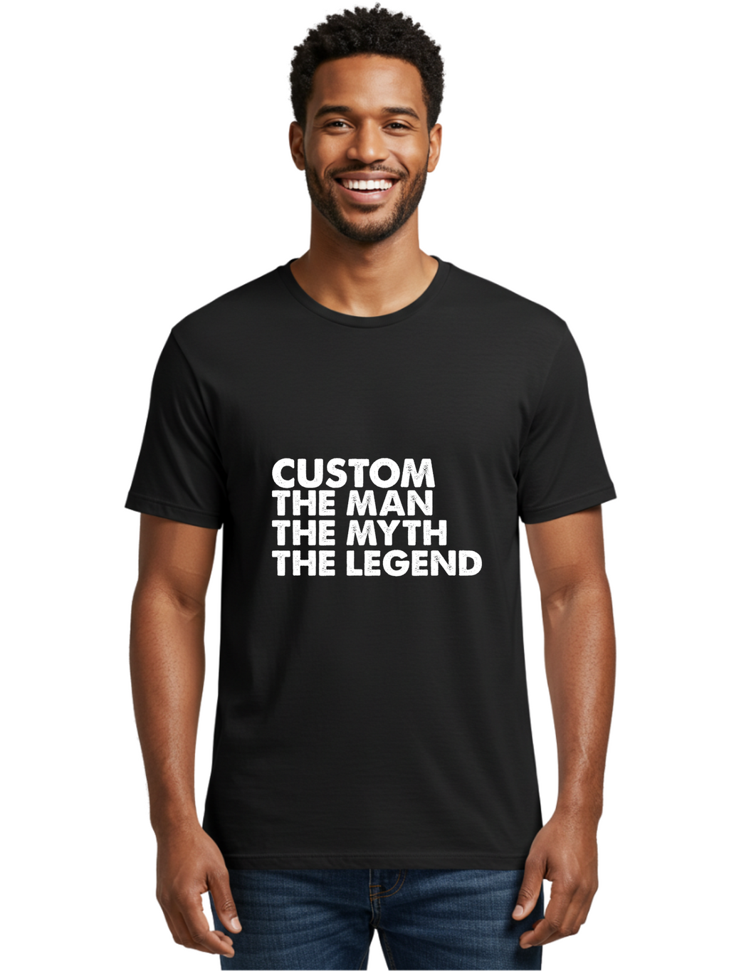 Custom The Man The Myth Men'S Graphic Tee, 100% Cotton, Comfortable Casual Summer Wear, Machine Washable, Custom Man, The Man, The Myth, The Legend, Personalized, Customized, Motivational Quote, Inspiration, Legendary Status, Bold Font, Aae223
