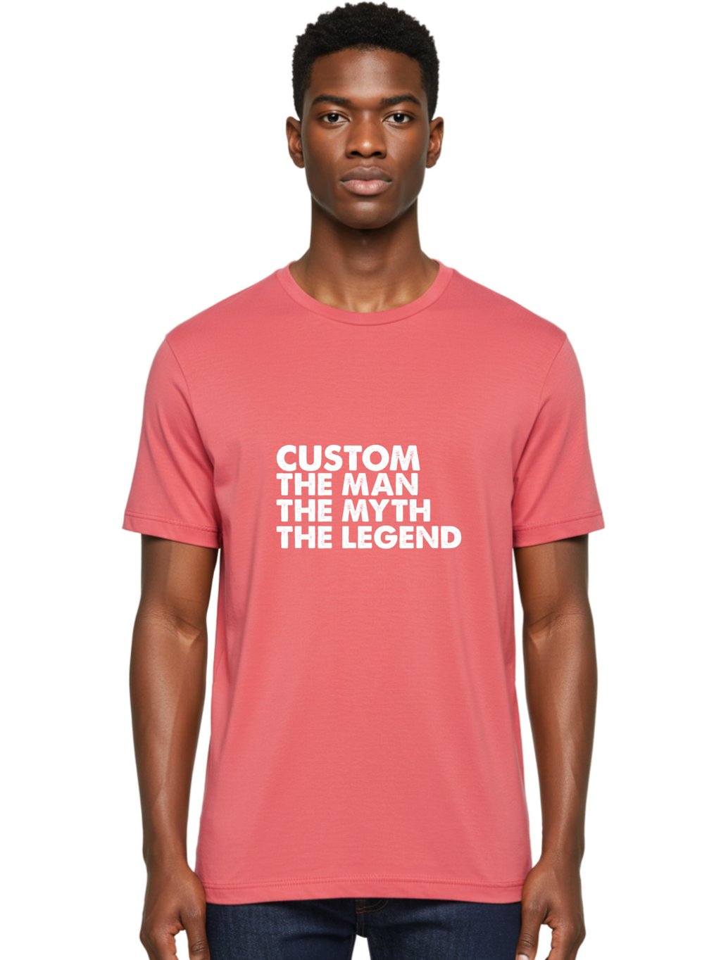 Custom The Man The Myth Men'S Graphic Tee, 100% Cotton, Comfortable Casual Summer Wear, Machine Washable, Custom Man, The Man, The Myth, The Legend, Personalized, Customized, Motivational Quote, Inspiration, Legendary Status, Bold Font, Aae223