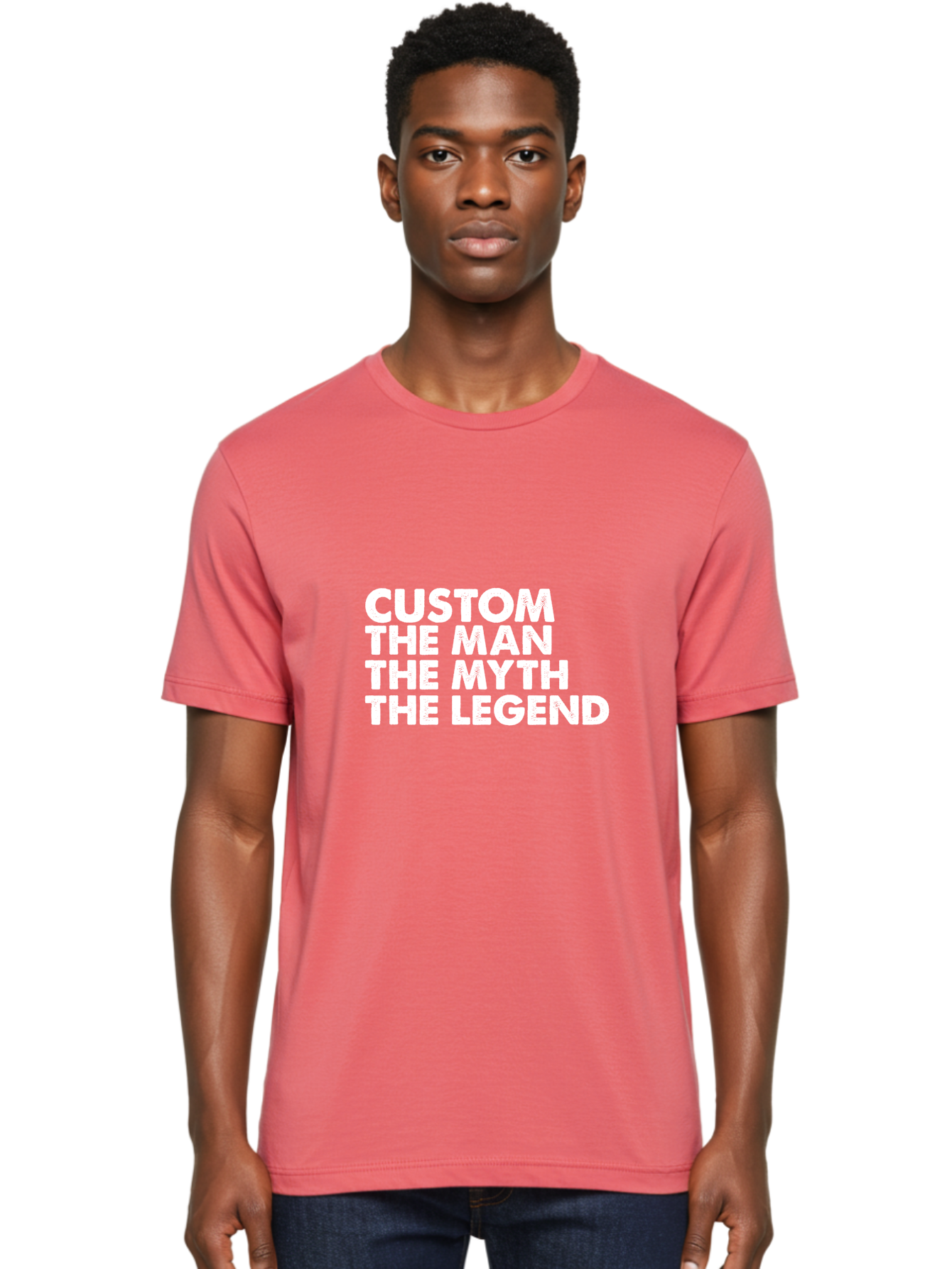 Custom The Man The Myth Men'S Graphic Tee, 100% Cotton, Comfortable Casual Summer Wear, Machine Washable, Custom Man, The Man, The Myth, The Legend, Personalized, Customized, Motivational Quote, Inspiration, Legendary Status, Bold Font, Aae223