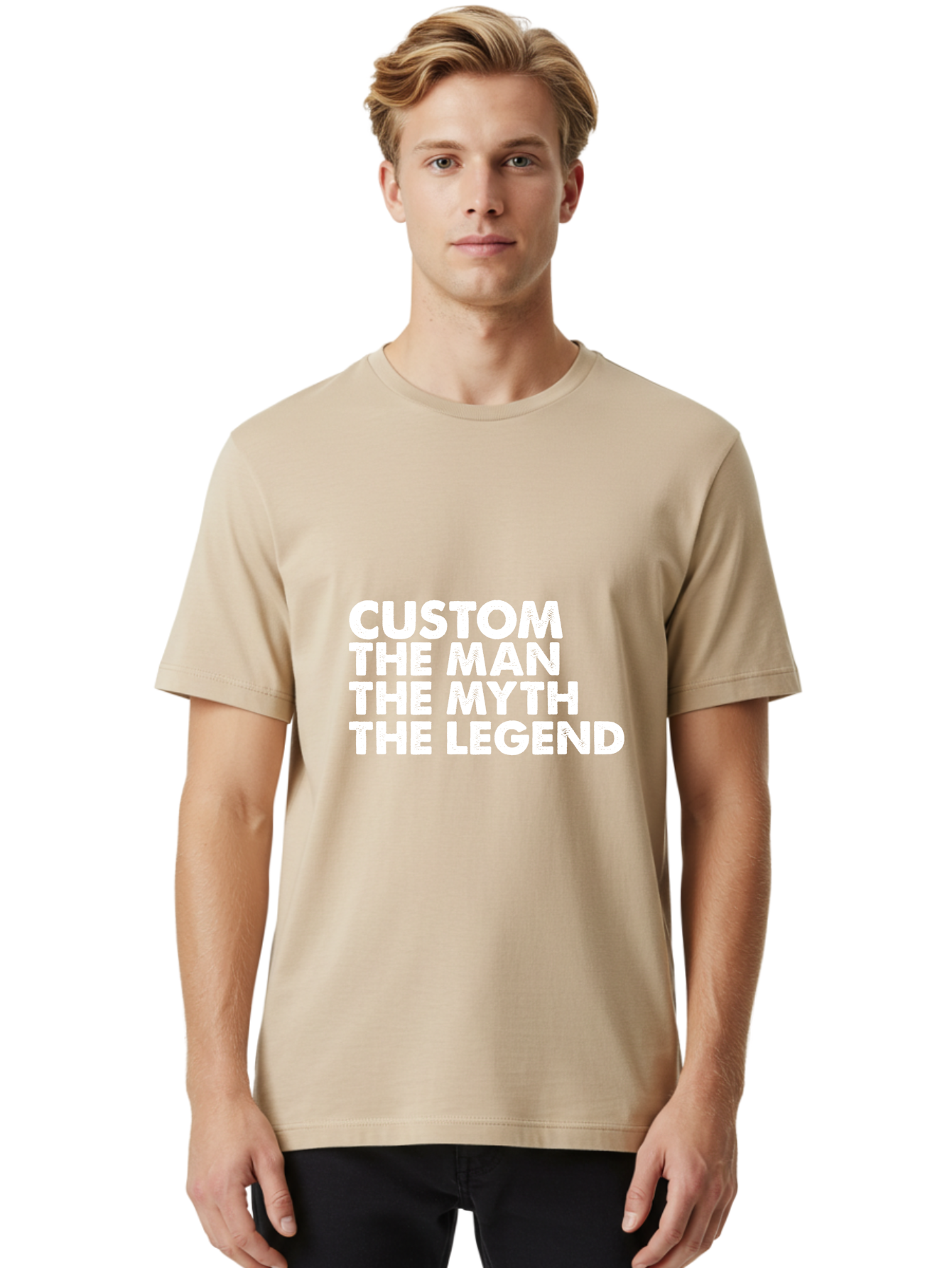 Custom The Man The Myth Men'S Graphic Tee, 100% Cotton, Comfortable Casual Summer Wear, Machine Washable, Custom Man, The Man, The Myth, The Legend, Personalized, Customized, Motivational Quote, Inspiration, Legendary Status, Bold Font, Aae223