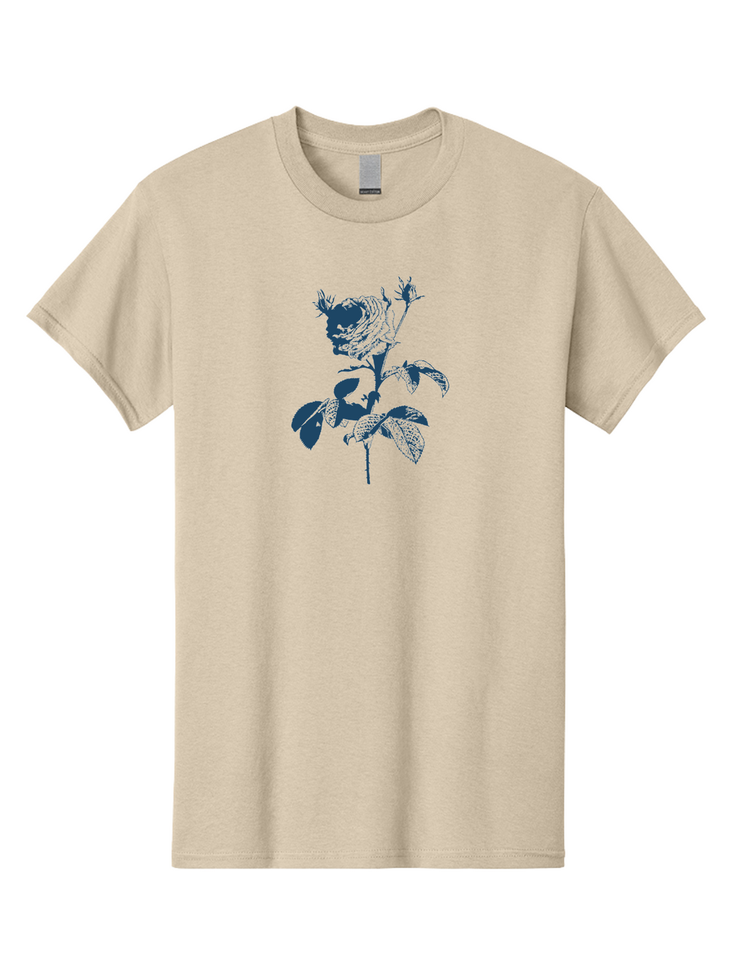 Dark Bloom Rose Men'S Graphic Tee, 100% Cotton, Comfortable Casual Summer Wear, Machine Washable, Blue Rose Illustration, Floral Design, Botanical Art, Flower Graphics, Rose Silhouette, Artistic Expression, Elegant Rose Aae226