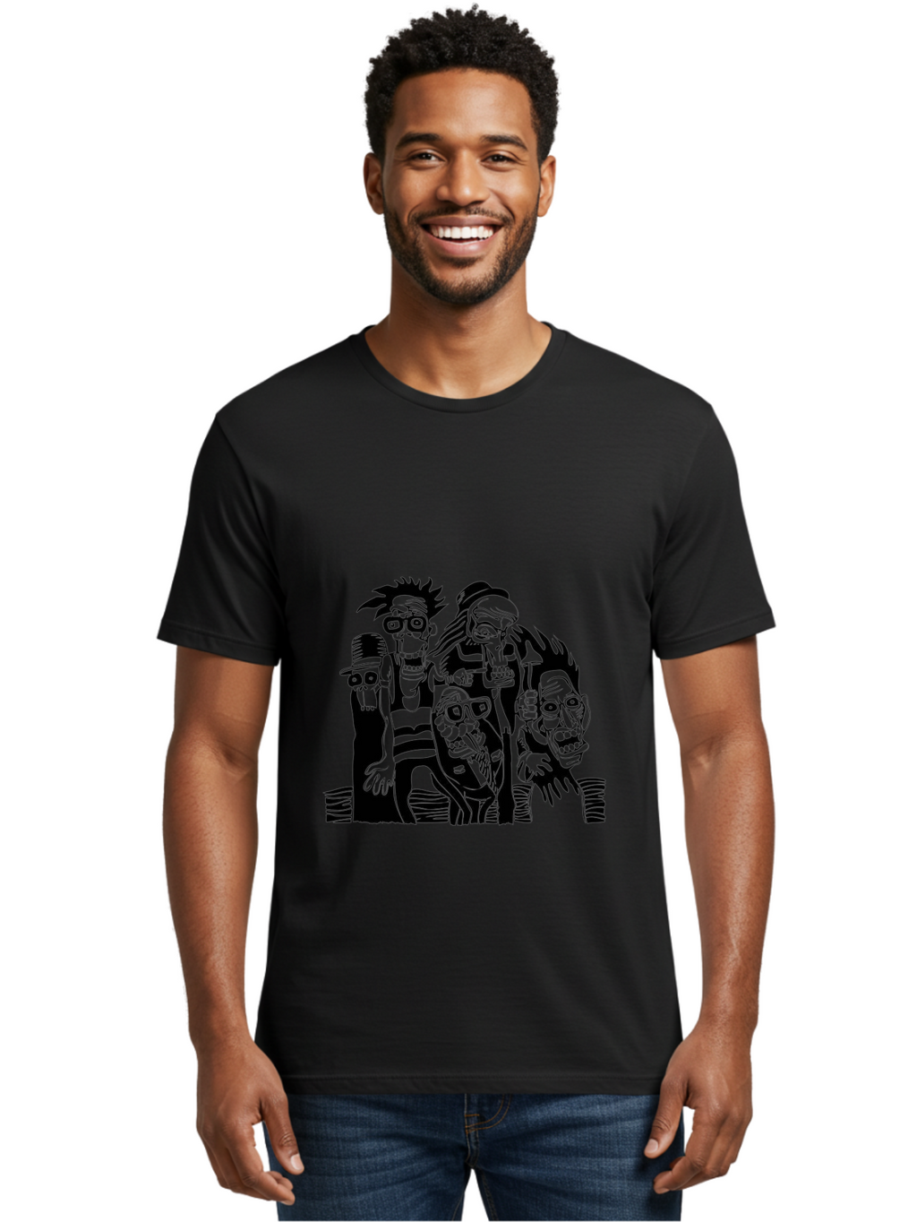 Dead Crew Men'S Graphic Tee, 100% Cotton, Comfortable Casual Summer Wear, Machine Washable, Zombies, Undead Creatures, Horror Theme, Dark Illustration, Gothic Art, Punk Style, Creepy Characters, Morbid Humor Aae227