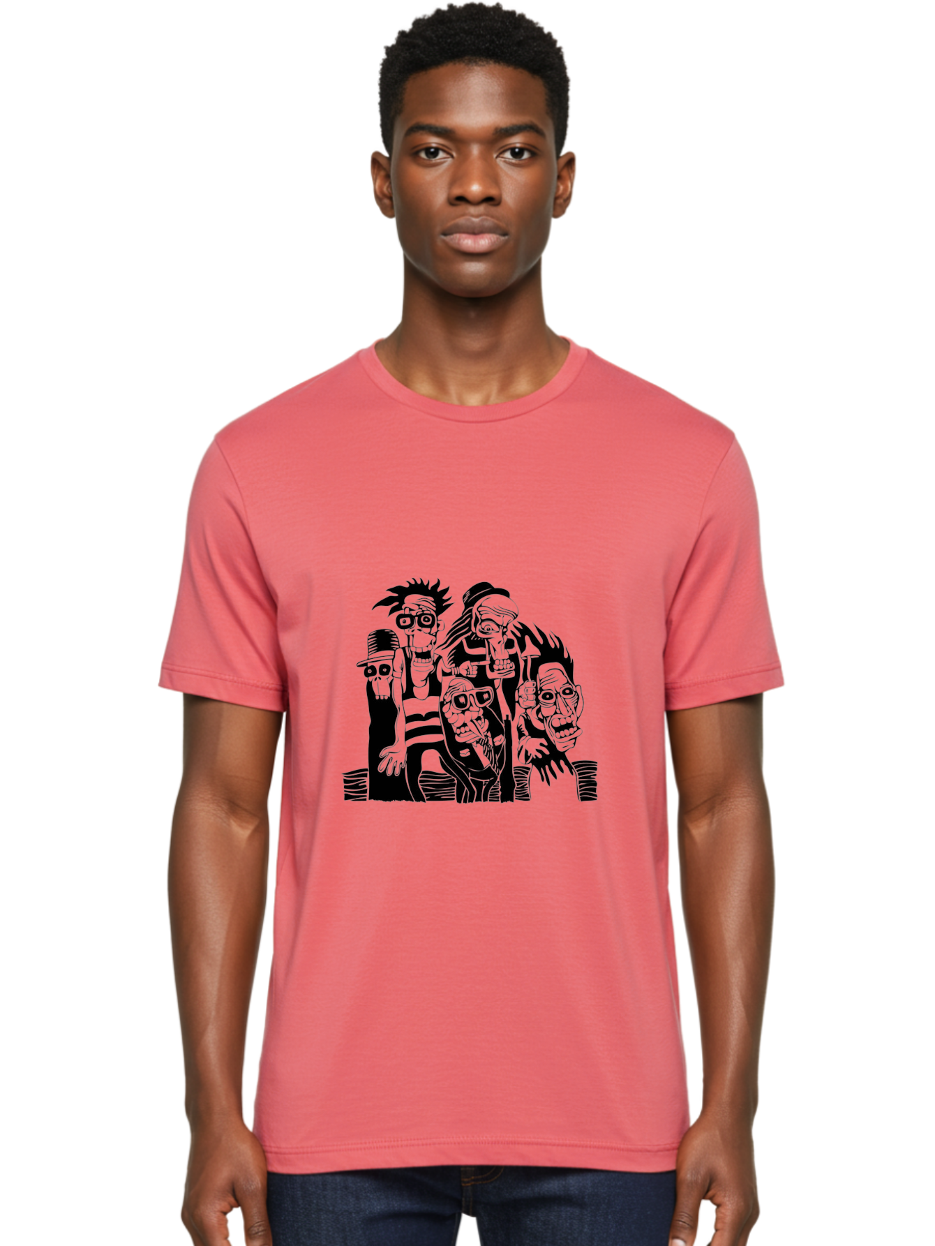 Dead Crew Men'S Graphic Tee, 100% Cotton, Comfortable Casual Summer Wear, Machine Washable, Zombies, Undead Creatures, Horror Theme, Dark Illustration, Gothic Art, Punk Style, Creepy Characters, Morbid Humor Aae227