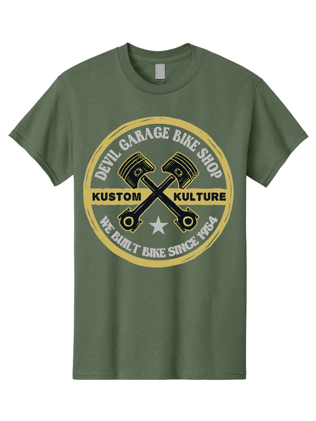 Devil Garage Men'S Graphic Tee, 100% Cotton, Comfortable Casual Summer Wear, Machine Washable, Custom Motorcycle Culture, Kustom Bikes, Bike Shop, Devil Garage, Motorcycle Enthusiasts, Bike Customization, Vintage Bikes, 1954 Legacy Aae233