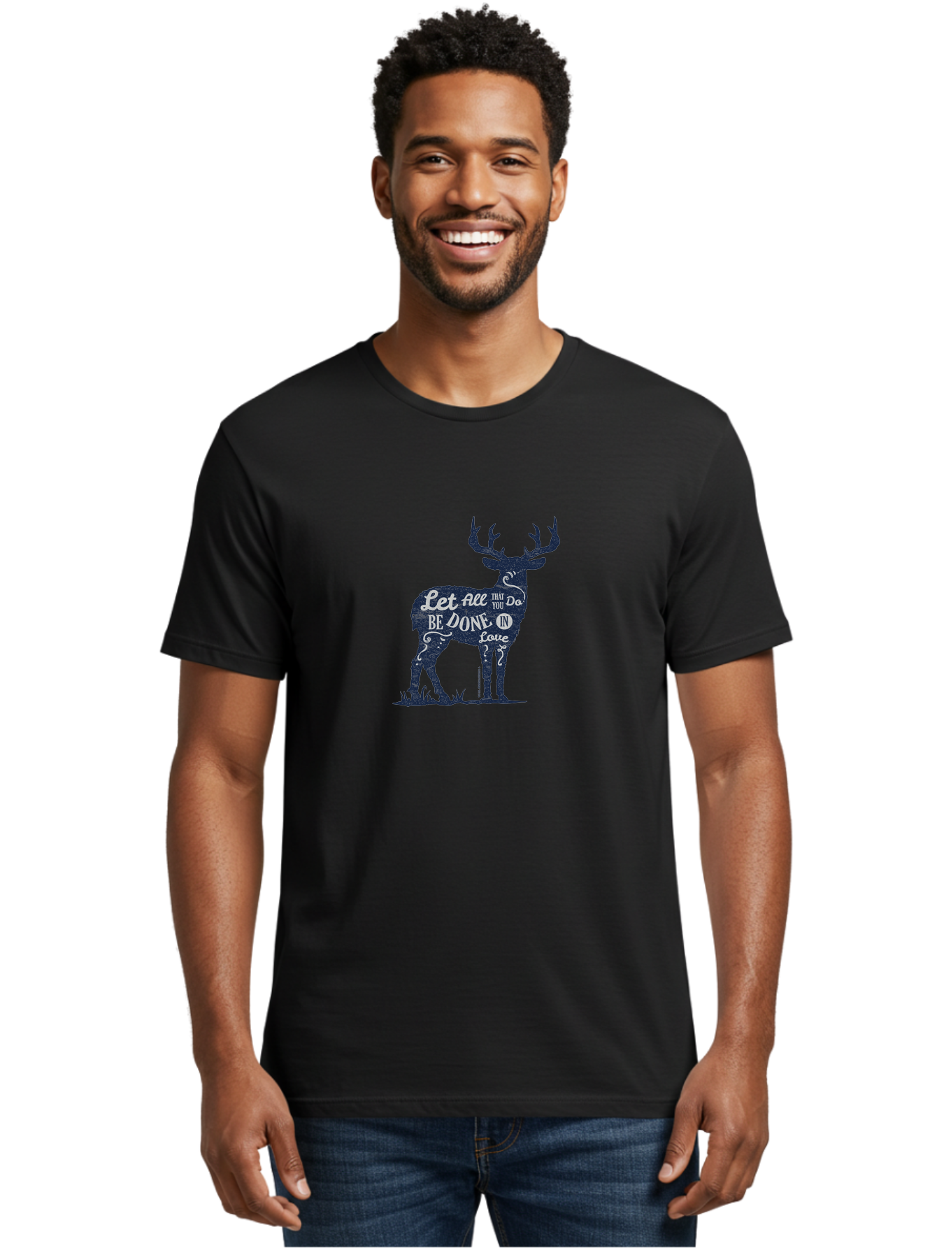 Done In Love Men'S Graphic Tee, 100% Cotton, Comfortable Casual Summer Wear, Machine Washable, Inspirational Deer Design, Motivational Quote, Love Message, Wildlife Art, Typographic Illustration, Positive Affirmation, Creative Typography, Aae242