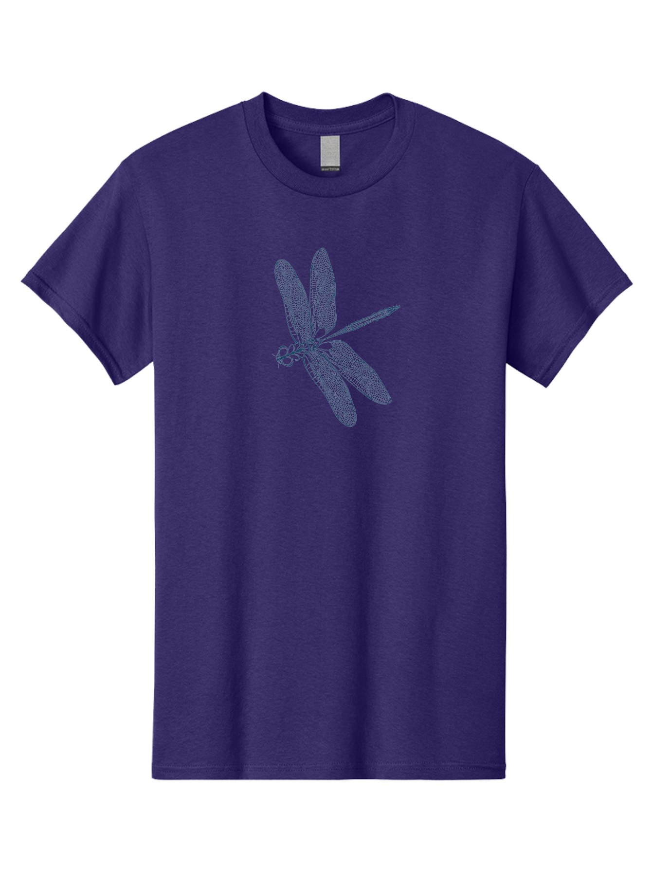 Dragonfly 2 Men'S Graphic Tee, 100% Cotton, Comfortable Casual Summer Wear, Machine Washable, Dragonfly Illustration, Insect Art, Dotwork Design, Delicate Wings, Insect Details, Nature-Inspired Graphics, Blue Linework Aae247