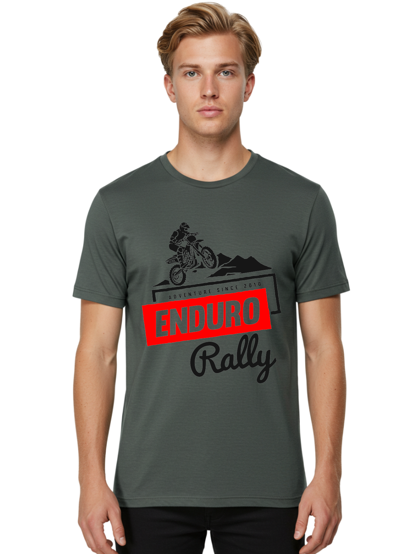 Enduro Rally Men'S Graphic Tee, 100% Cotton, Comfortable Casual Summer Wear, Machine Washable, Enduro Rally, Off-Road Adventure, Dirt Biking, Motorsports Event, Extreme Sports, Adventure Since 2010 Aae260