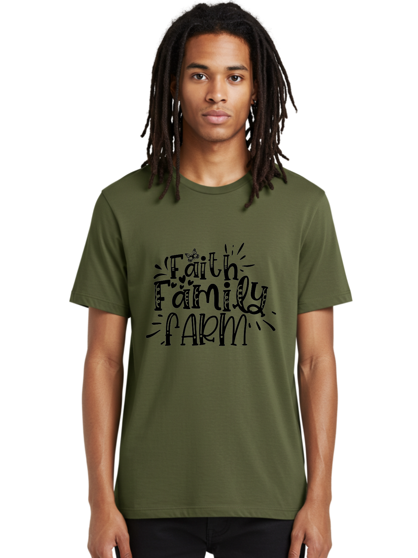 Faith Family Farm Men'S Graphic Tee, 100% Cotton, Comfortable Casual Summer Wear, Machine Washable, Faith, Family, Farm, Rural Life, Farmhouse Style, Farm Fresh, Country Living, Agricultural Values, Inspirational Quotes, Rustic Charm Aae271