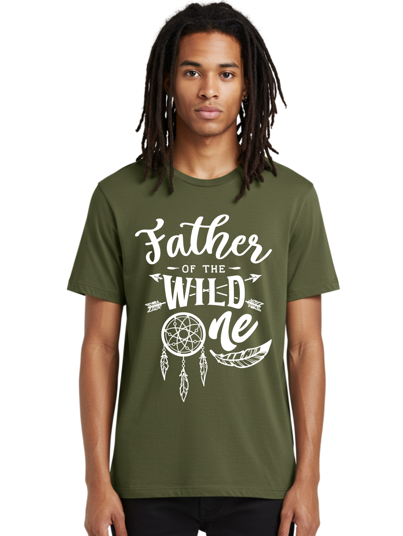 Father Of The Wild One - White Men'S Graphic Tee, 100% Cotton, Comfortable Casual Summer Wear, Machine Washable, Father'S Day Gift, Dreamcatcher Design, Wild Child, Bohemian Style, Father'S Day Quote, Dad And Me, Tribal Inspiration, Aae278