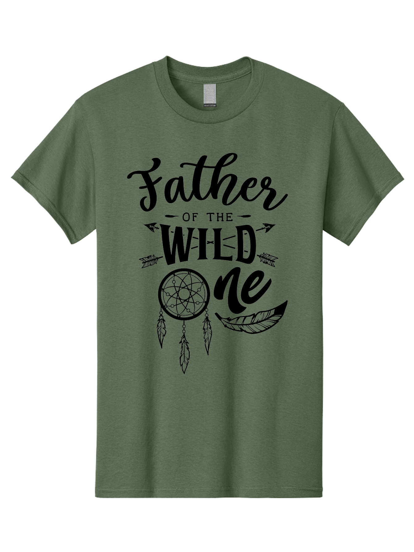 Father Of The Wild One Men'S Graphic Tee, 100% Cotton, Comfortable Casual Summer Wear, Machine Washable, Father'S Day Gift, Wild Child, Dreamcatcher, Bohemian Style, Tribal Design, Feathers, Arrows, Father Of The Wild One Aae279