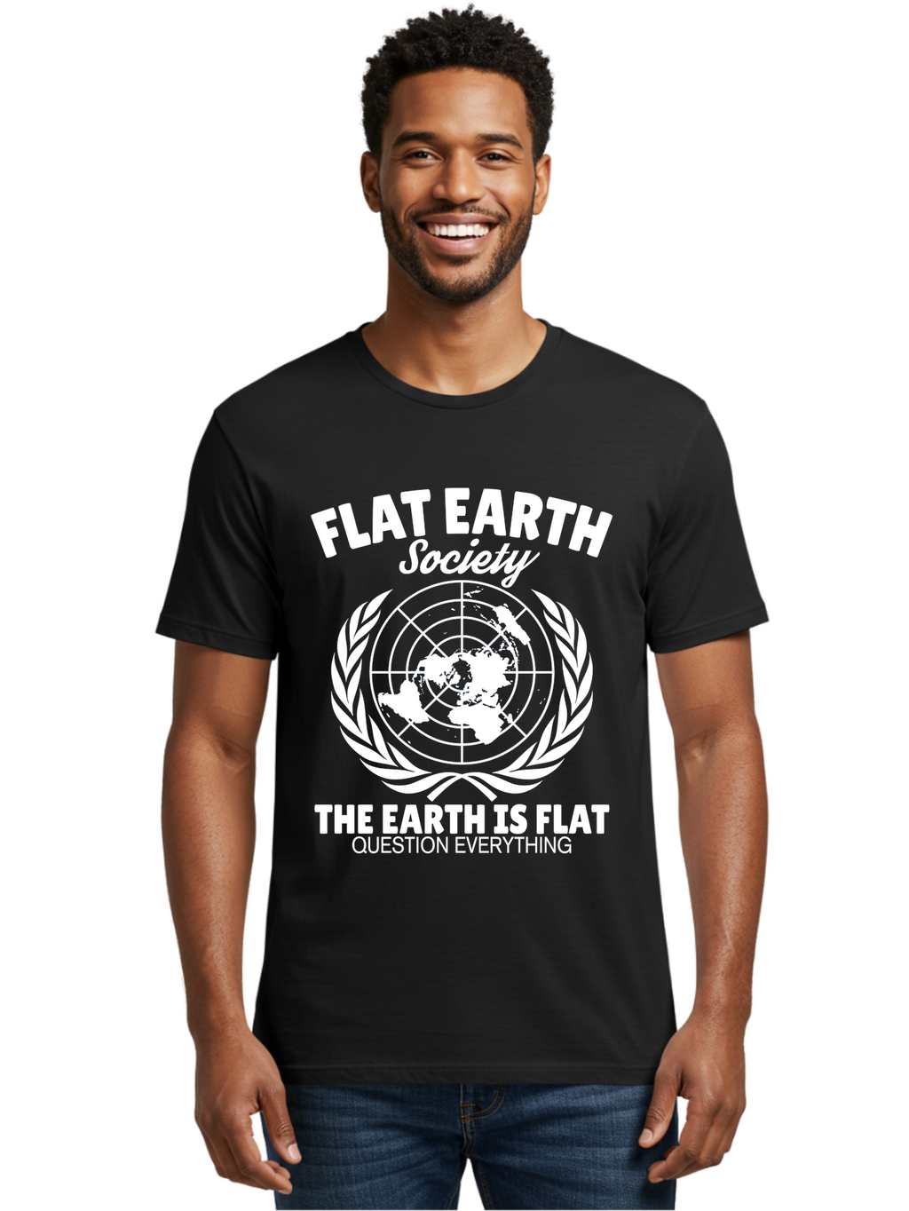 Flat Earth Society -Men Men'S Graphic Tee, 100% Cotton, Comfortable Casual Summer Wear, Machine Washable, Flat Earth Theory, Conspiracy, Alternative Facts, Earth Is Flat, Question Everything Aae282