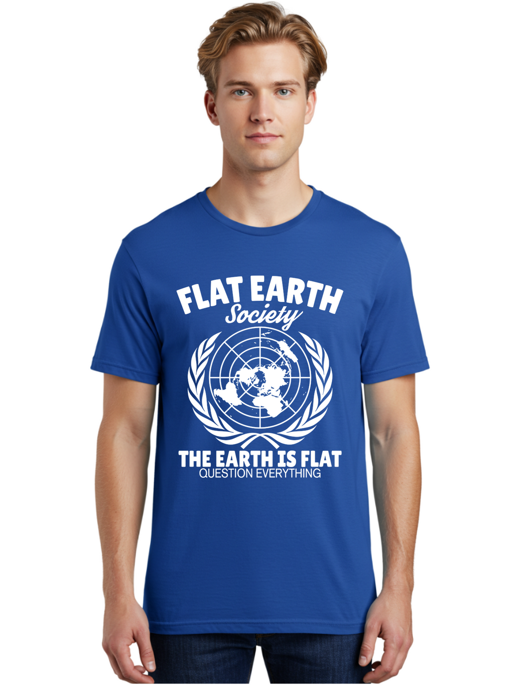 Flat Earth Society -Men Men'S Graphic Tee, 100% Cotton, Comfortable Casual Summer Wear, Machine Washable, Flat Earth Theory, Conspiracy, Alternative Facts, Earth Is Flat, Question Everything Aae282