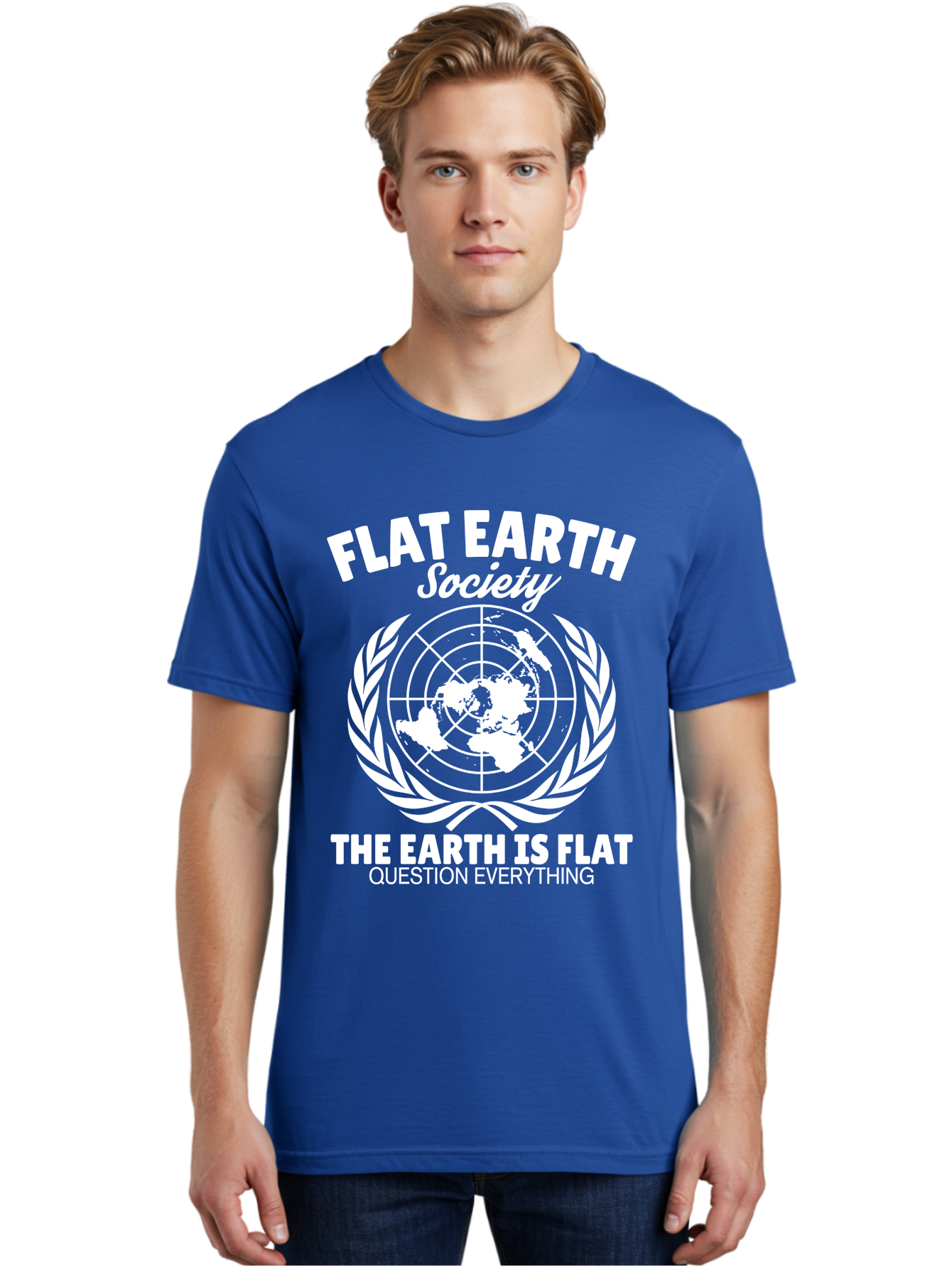 Flat Earth Society -Men Men'S Graphic Tee, 100% Cotton, Comfortable Casual Summer Wear, Machine Washable, Flat Earth Theory, Conspiracy, Alternative Facts, Earth Is Flat, Question Everything Aae282