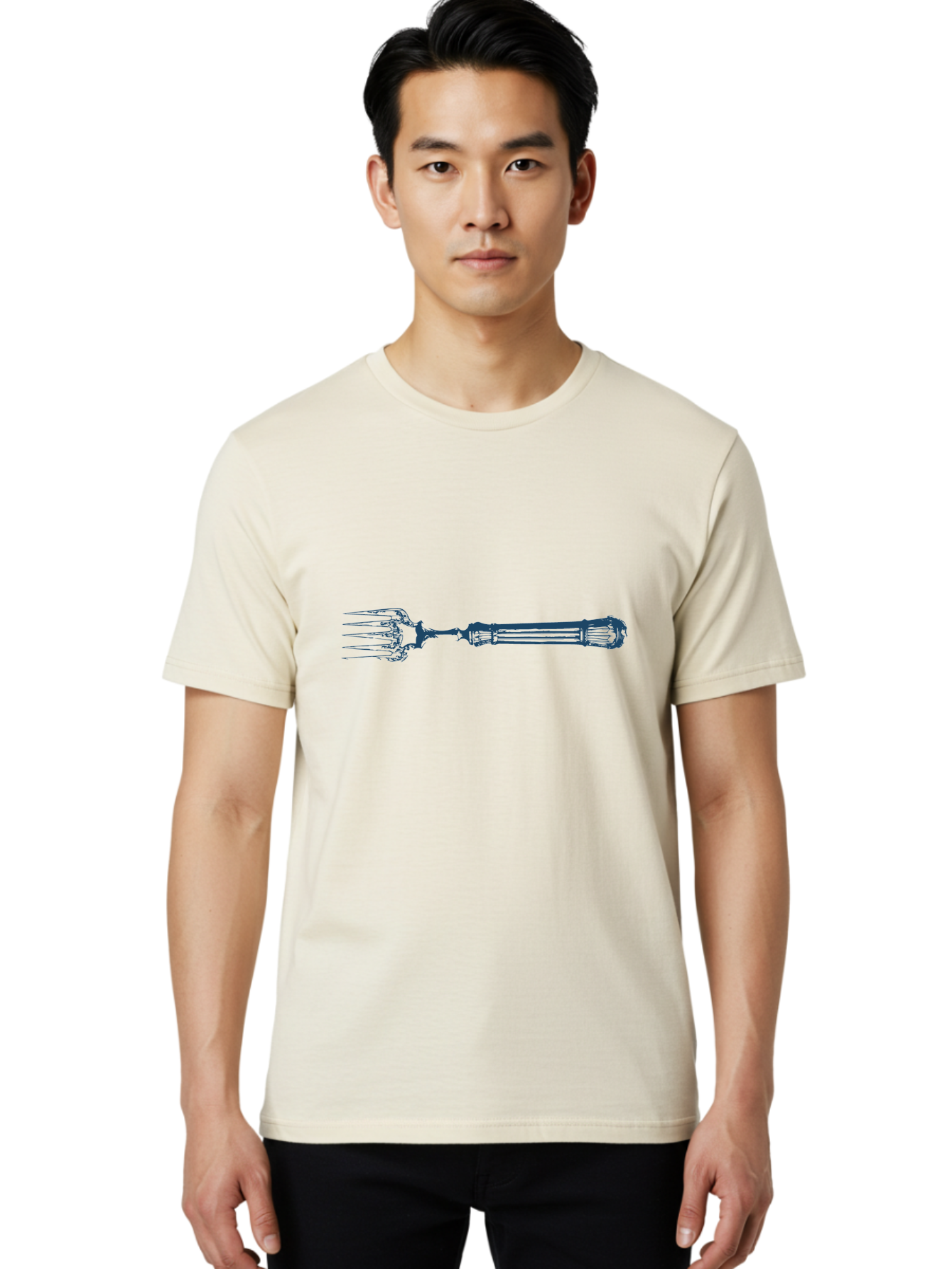 Fork Men'S Graphic Tee, 100% Cotton, Comfortable Casual Summer Wear, Machine Washable, Blue Fork, Dinnerware, Dining Utensils, Silverware, Table Setting, Eating Utensils, Cutlery, Restaurant Supplies Aae295