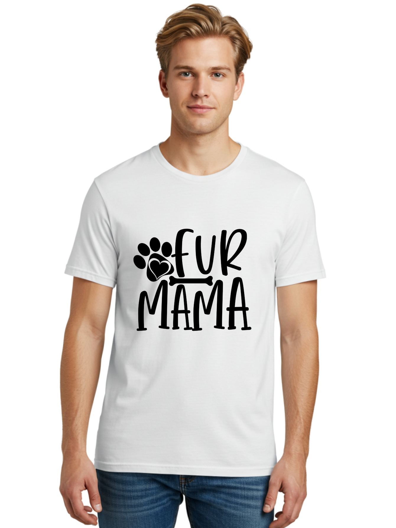 Fur Mama Men'S Graphic Tee, 100% Cotton, Comfortable Casual Summer Wear, Machine Washable, Fur Mama, Dog Mom, Pet Lovers, Dog Lovers, Animal Lovers, Dog Parents, Pet Parents, Dog Owners Aae297