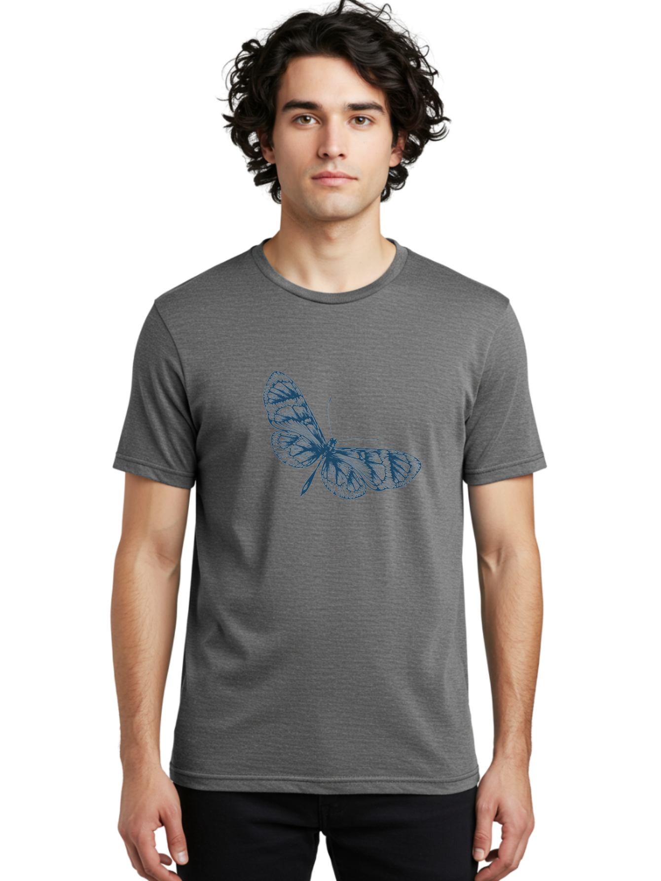Insect Men'S Graphic Tee, 100% Cotton, Comfortable Casual Summer Wear, Machine Washable, Delicate Wings, Intricate Patterns, Fragile Beauty, Butterfly Silhouette, Transparent Wings, Insect Art, Abstract Design, Modern Graphics Aae401