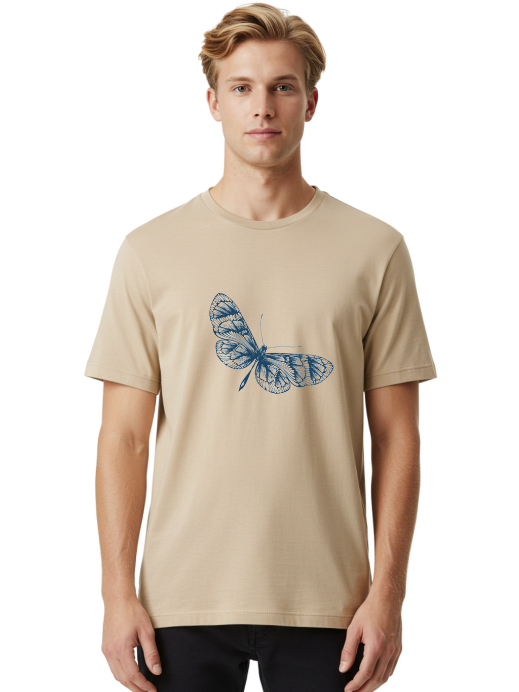 Insect Men'S Graphic Tee, 100% Cotton, Comfortable Casual Summer Wear, Machine Washable, Delicate Wings, Intricate Patterns, Fragile Beauty, Butterfly Silhouette, Transparent Wings, Insect Art, Abstract Design, Modern Graphics Aae401