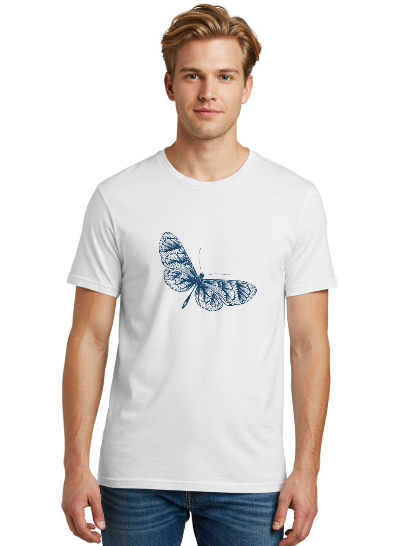 Insect Men'S Graphic Tee, 100% Cotton, Comfortable Casual Summer Wear, Machine Washable, Delicate Wings, Intricate Patterns, Fragile Beauty, Butterfly Silhouette, Transparent Wings, Insect Art, Abstract Design, Modern Graphics Aae401