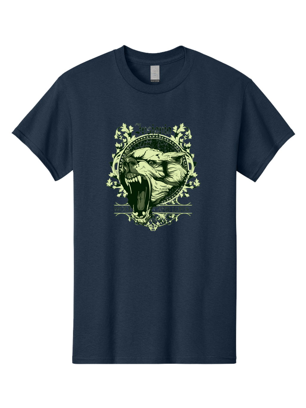 Insignia Wolf Men'S Graphic Tee, 100% Cotton, Comfortable Casual Summer Wear, Machine Washable, Aggressive Wolf, Insania, Canis Lupus, Ornate Design, Floral Patterns, Vintage Style, Wild Animal, Sharp Teeth, Bold Graphics, Gothic Font Aae403