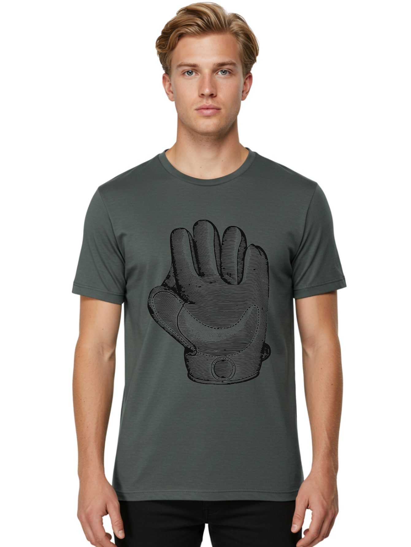 Iron Grip Men'S Graphic Tee, 100% Cotton, Comfortable Casual Summer Wear, Machine Washable, Motorcycle Glove, Protective Gear, Racing Equipment, Safety Accessory, Bike Glove, Glove Design, Stitched Details, Rugged Style, Men'S Fashion Aae405
