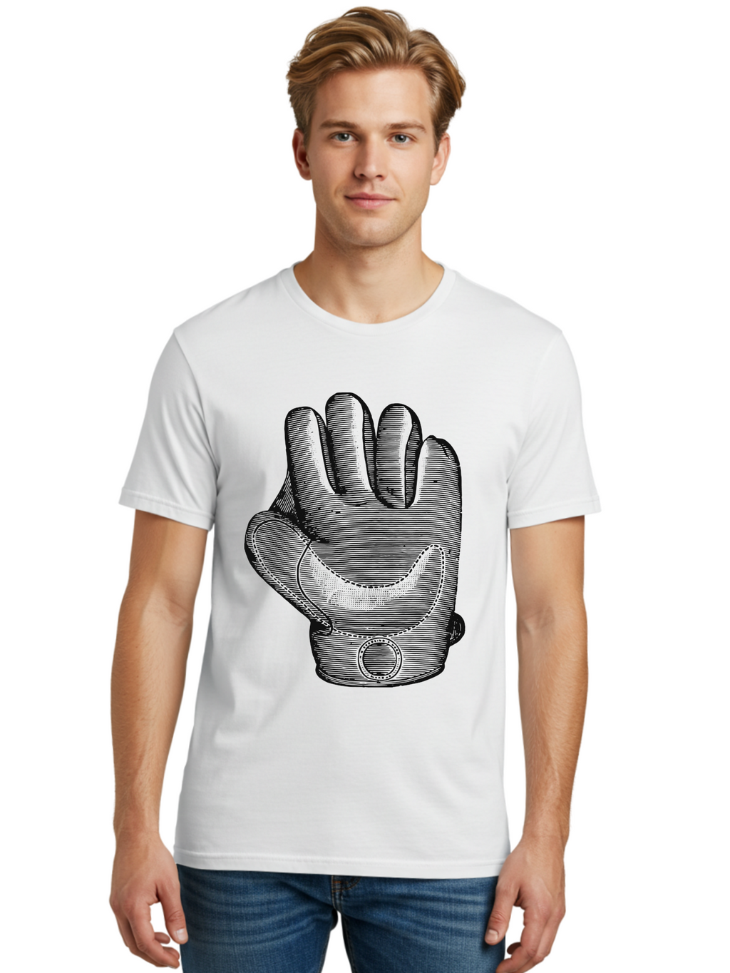 Iron Grip Men'S Graphic Tee, 100% Cotton, Comfortable Casual Summer Wear, Machine Washable, Motorcycle Glove, Protective Gear, Racing Equipment, Safety Accessory, Bike Glove, Glove Design, Stitched Details, Rugged Style, Men'S Fashion Aae405