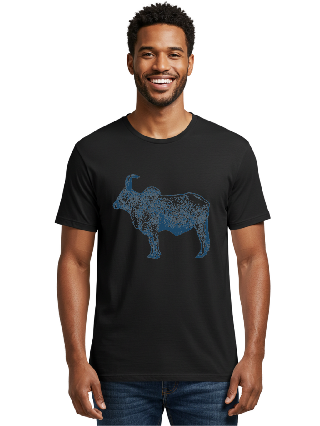 Iron Horn Buffalo Men'S Graphic Tee, 100% Cotton, Comfortable Casual Summer Wear, Machine Washable, Taurus Zodiac Sign, Bull Symbol, Horoscope Illustration, Astrology Artwork, Stylized Bull Image, Curved Horns, Artistic Design Aae406