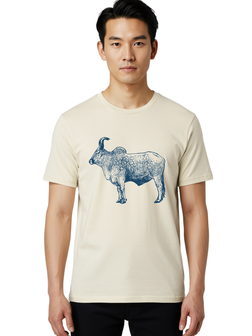Iron Horn Buffalo Men'S Graphic Tee, 100% Cotton, Comfortable Casual Summer Wear, Machine Washable, Taurus Zodiac Sign, Bull Symbol, Horoscope Illustration, Astrology Artwork, Stylized Bull Image, Curved Horns, Artistic Design Aae406