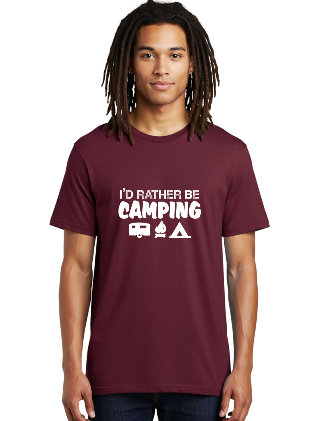 I_D Rather Be Men'S Graphic Tee, 100% Cotton, Comfortable Casual Summer Wear, Machine Washable, Camping, Outdoors, Adventure, Recreation, Travel, Leisure, Camping Trip, Nature, Exploration, Camping Life, Outdoor Enthusiast Aae414