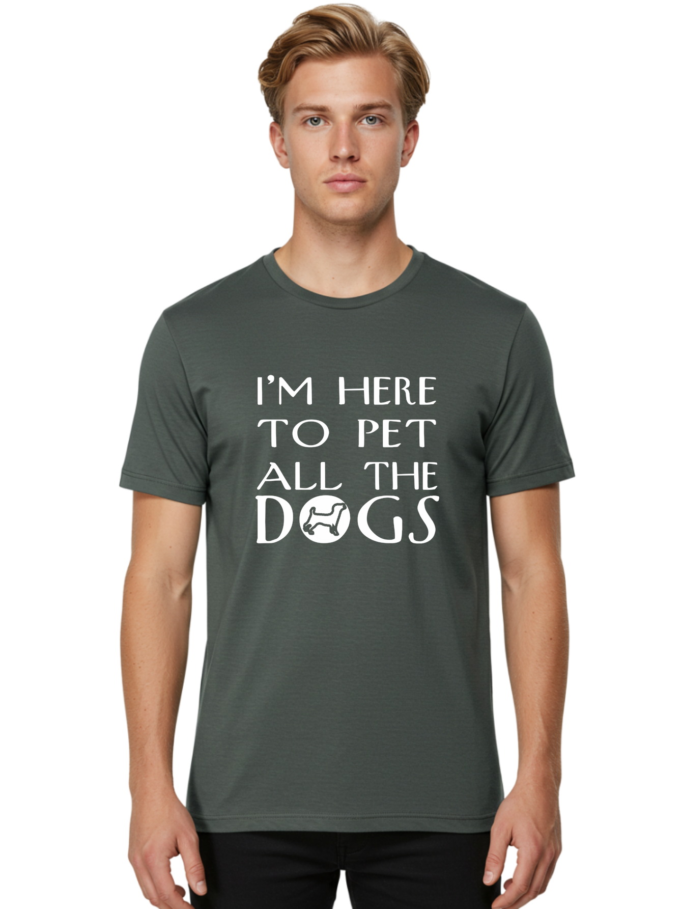 I_M Here Men'S Graphic Tee, 100% Cotton, Comfortable Casual Summer Wear, Machine Washable, Funny Dog Quote, Dog Lover Gift, Pet All The Dogs, Dog Enthusiast, Dog Friendly, Animal Lover Aae417