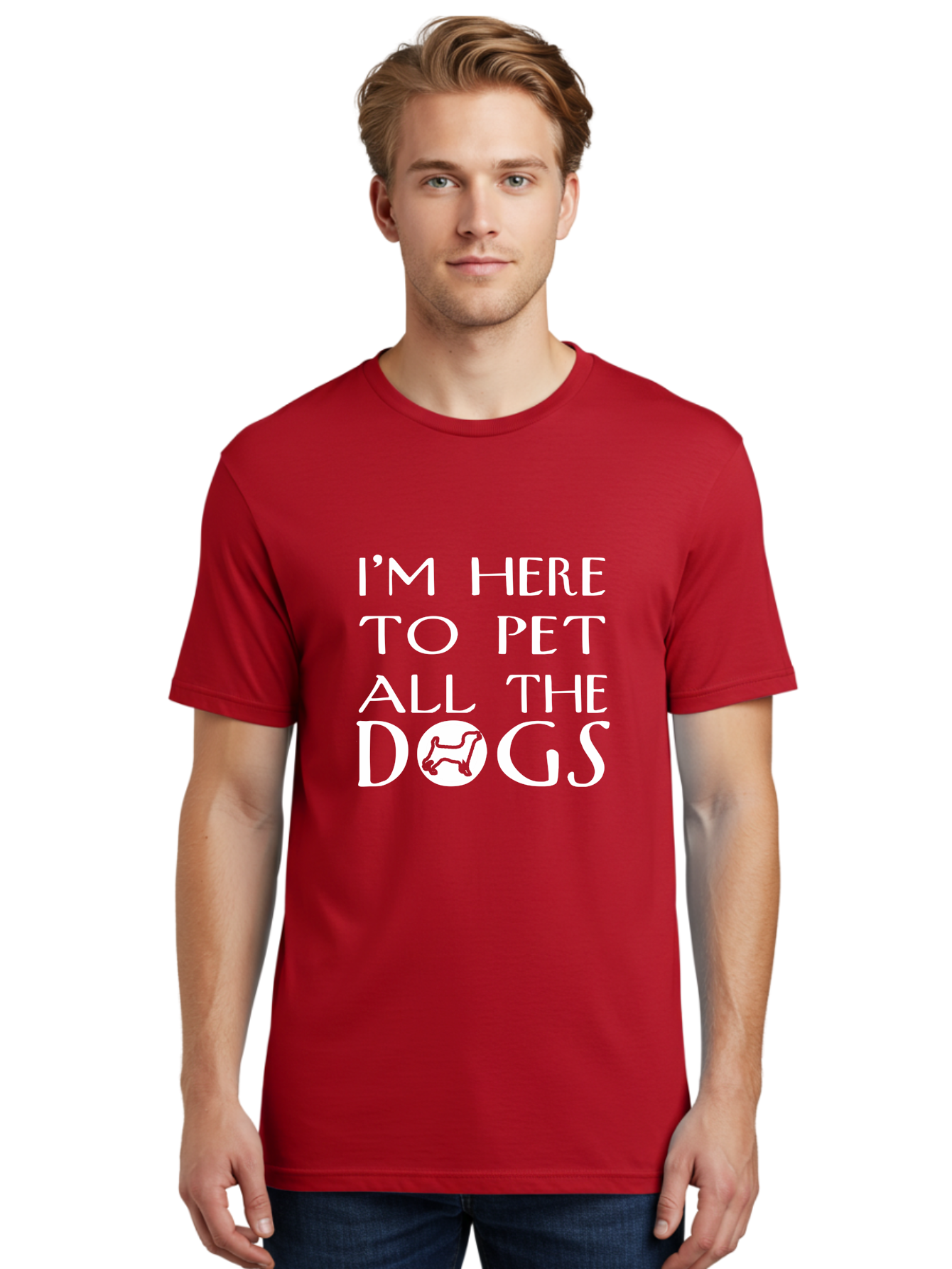 I_M Here Men'S Graphic Tee, 100% Cotton, Comfortable Casual Summer Wear, Machine Washable, Funny Dog Quote, Dog Lover Gift, Pet All The Dogs, Dog Enthusiast, Dog Friendly, Animal Lover Aae417