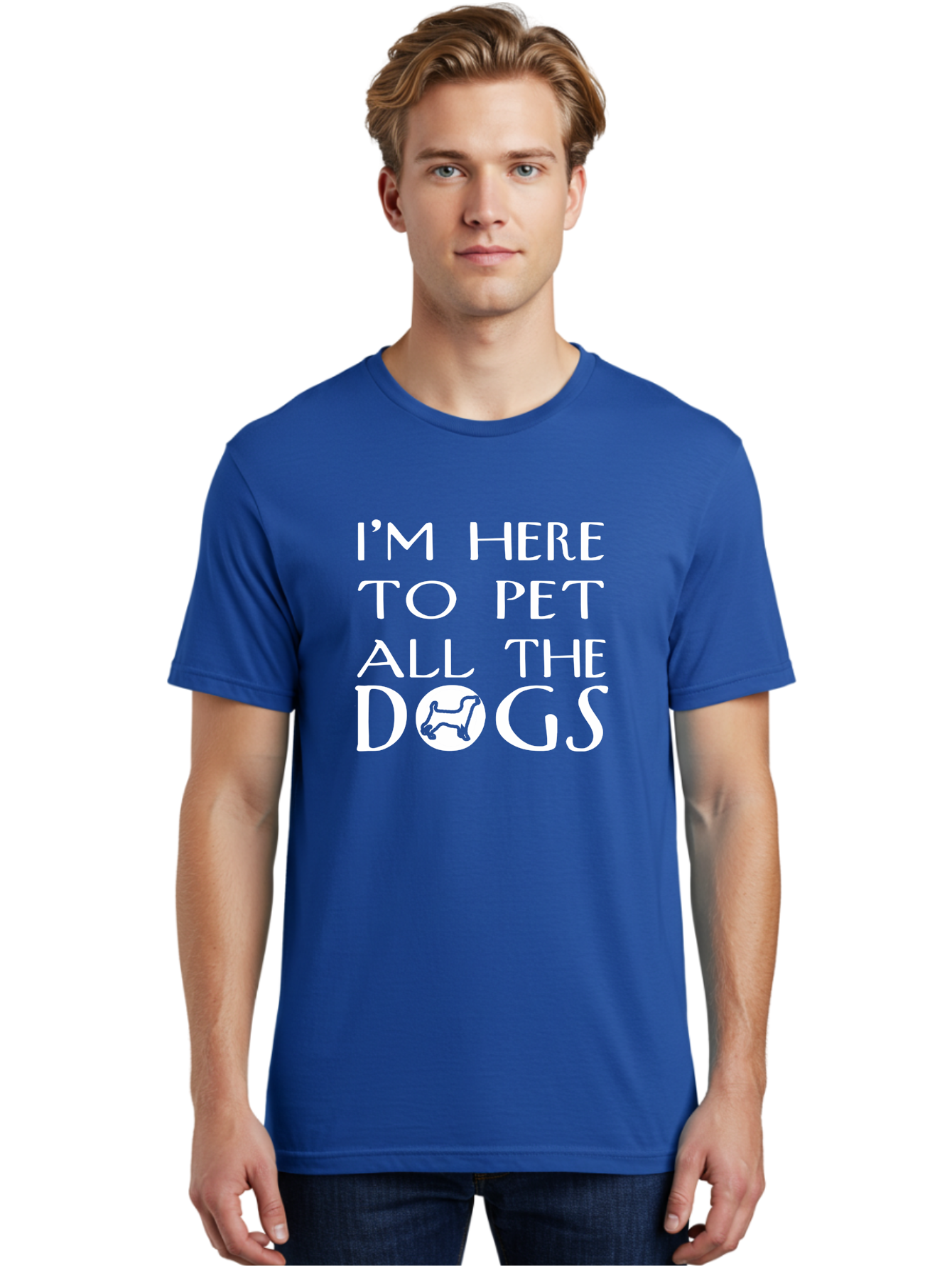 I_M Here Men'S Graphic Tee, 100% Cotton, Comfortable Casual Summer Wear, Machine Washable, Funny Dog Quote, Dog Lover Gift, Pet All The Dogs, Dog Enthusiast, Dog Friendly, Animal Lover Aae417