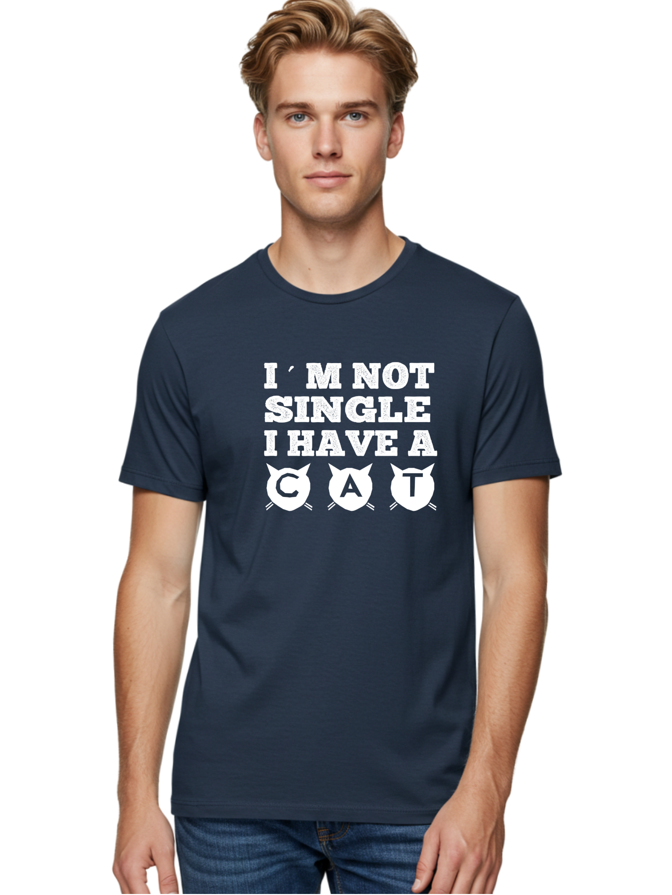 I_M Not Single Men'S Graphic Tee, 100% Cotton, Comfortable Casual Summer Wear, Machine Washable, Funny Cat Quote, Cat Lovers, Cat Owners, Cat Lady Humor, Feline Friends, Witty Sayings, Cat Puns, Humorous Graphics Aae419