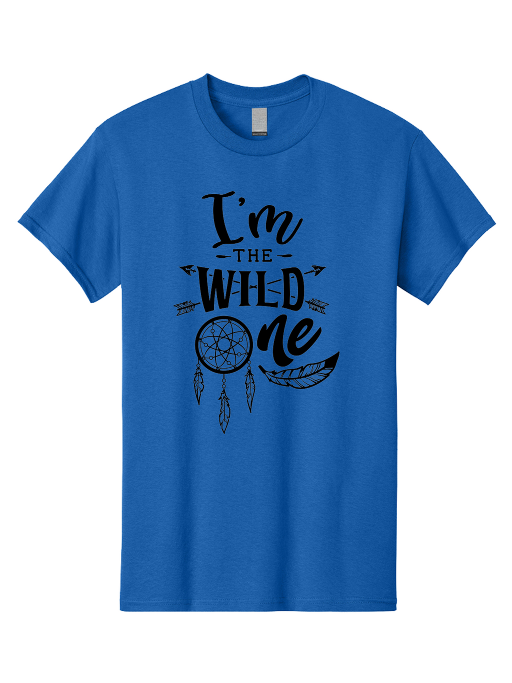 I_M The Wild One Men'S Graphic Tee, 100% Cotton, Comfortable Casual Summer Wear, Machine Washable, Boho Style, Dreamcatcher Design, Feathers And Arrows, Mystical Vibes, Wild Child, Free-Spirited, Eclectic Art, Tribal Graphics, Whimsical Decor, Aae422