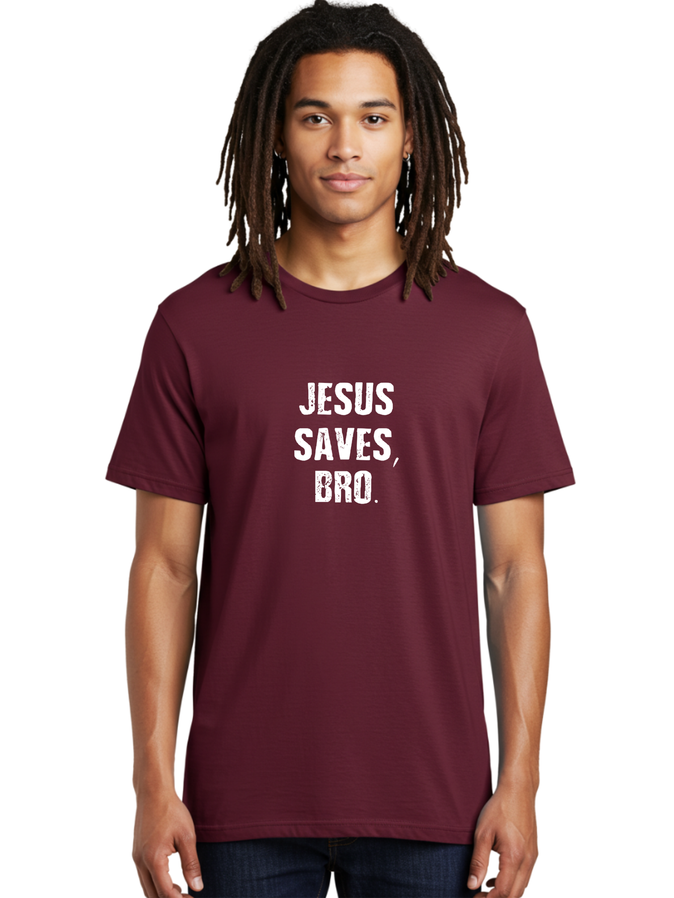 Jesus Saves Bro Men'S Graphic Tee, 100% Cotton, Comfortable Casual Summer Wear, Machine Washable, Jesus Saves, Inspirational Quote, Motivational Phrase, Christian Message, Faith-Based Affirmation, Spiritual Encouragement, Bold Typography Aae425