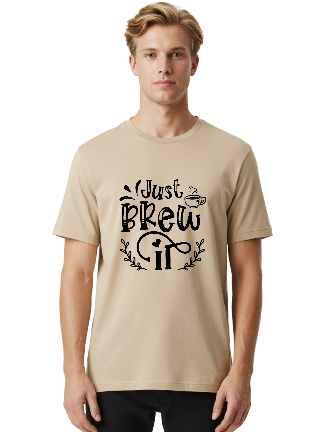 Just Brew It Men'S Graphic Tee, 100% Cotton, Comfortable Casual Summer Wear, Machine Washable, Coffee Quote, Coffee Saying, Coffee Humor, Coffee Puns, Morning Motivation, Coffee Lovers, Brew Coffee Aae426
