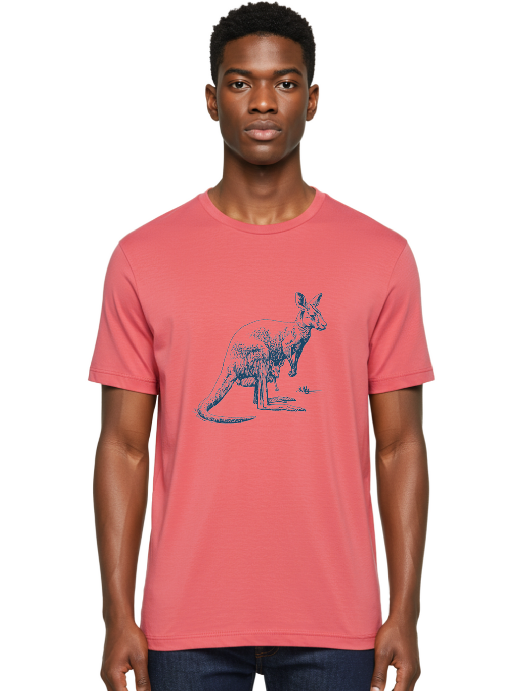 Kangaroo Mode Men'S Graphic Tee, 100% Cotton, Comfortable Casual Summer Wear, Machine Washable, Kangaroo And Joey, Marsupial, Australian Wildlife, Mother And Baby, Wild Animals, Outback, Fauna Aae428