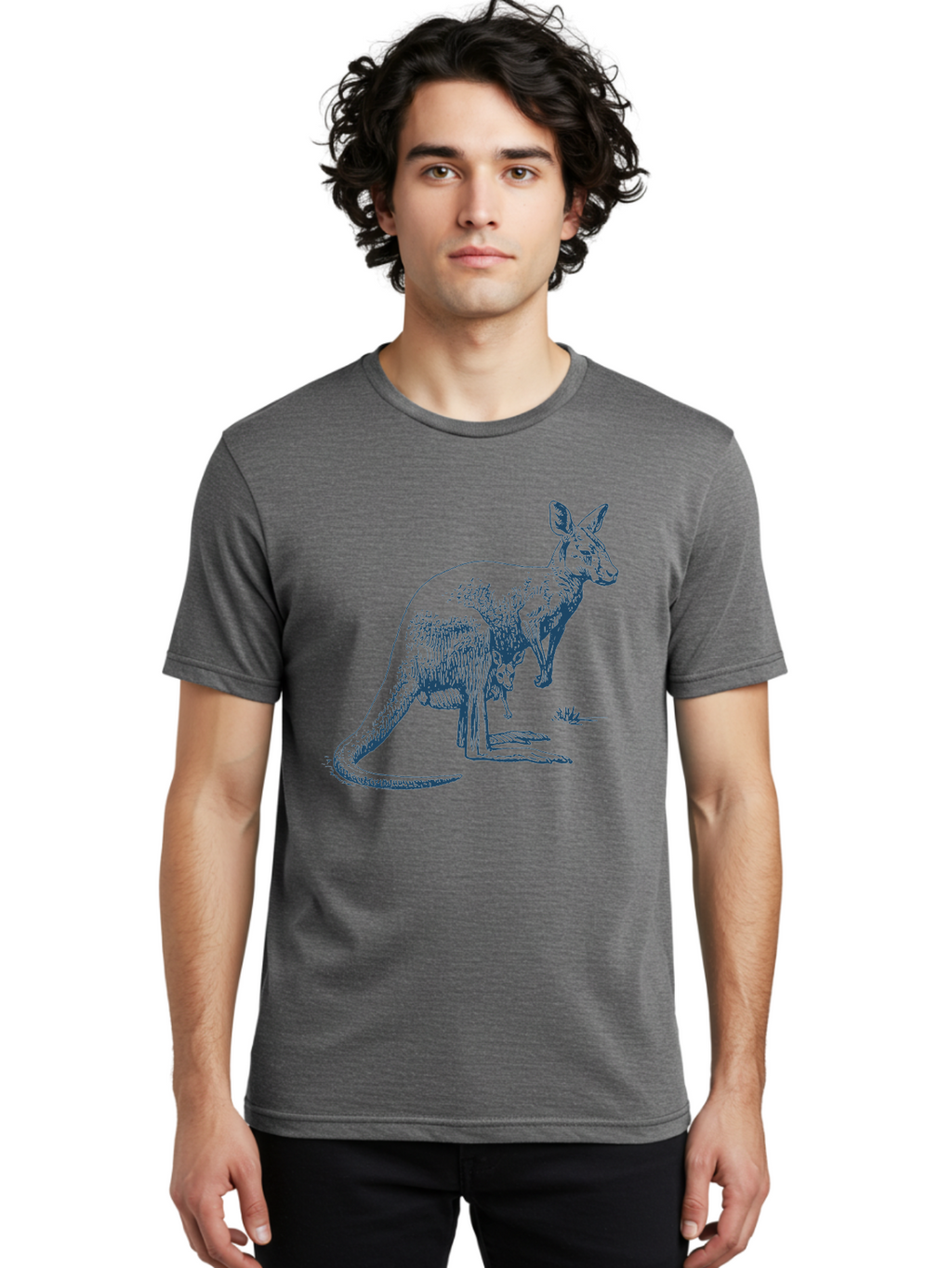 Kangaroo Mode Men'S Graphic Tee, 100% Cotton, Comfortable Casual Summer Wear, Machine Washable, Kangaroo And Joey, Marsupial, Australian Wildlife, Mother And Baby, Wild Animals, Outback, Fauna Aae428