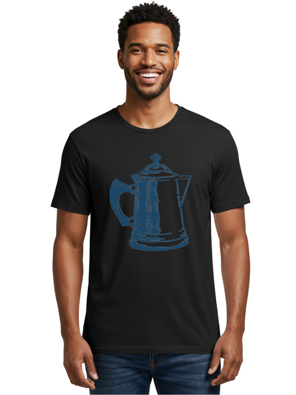 Kettle Men'S Graphic Tee, 100% Cotton, Comfortable Casual Summer Wear, Machine Washable, Coffee Pot, Coffee Maker, Vintage Kitchenware, Coffee Brewing, Metal Coffee Pot, Retro Appliance, Coffee Equipment Aae430