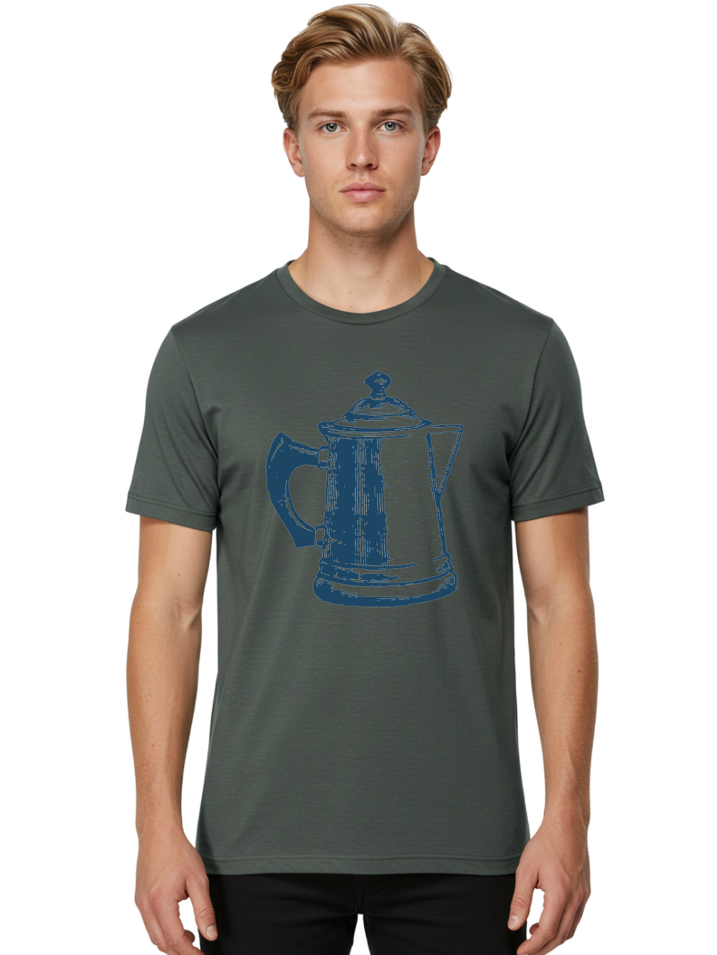Kettle Men'S Graphic Tee, 100% Cotton, Comfortable Casual Summer Wear, Machine Washable, Coffee Pot, Coffee Maker, Vintage Kitchenware, Coffee Brewing, Metal Coffee Pot, Retro Appliance, Coffee Equipment Aae430