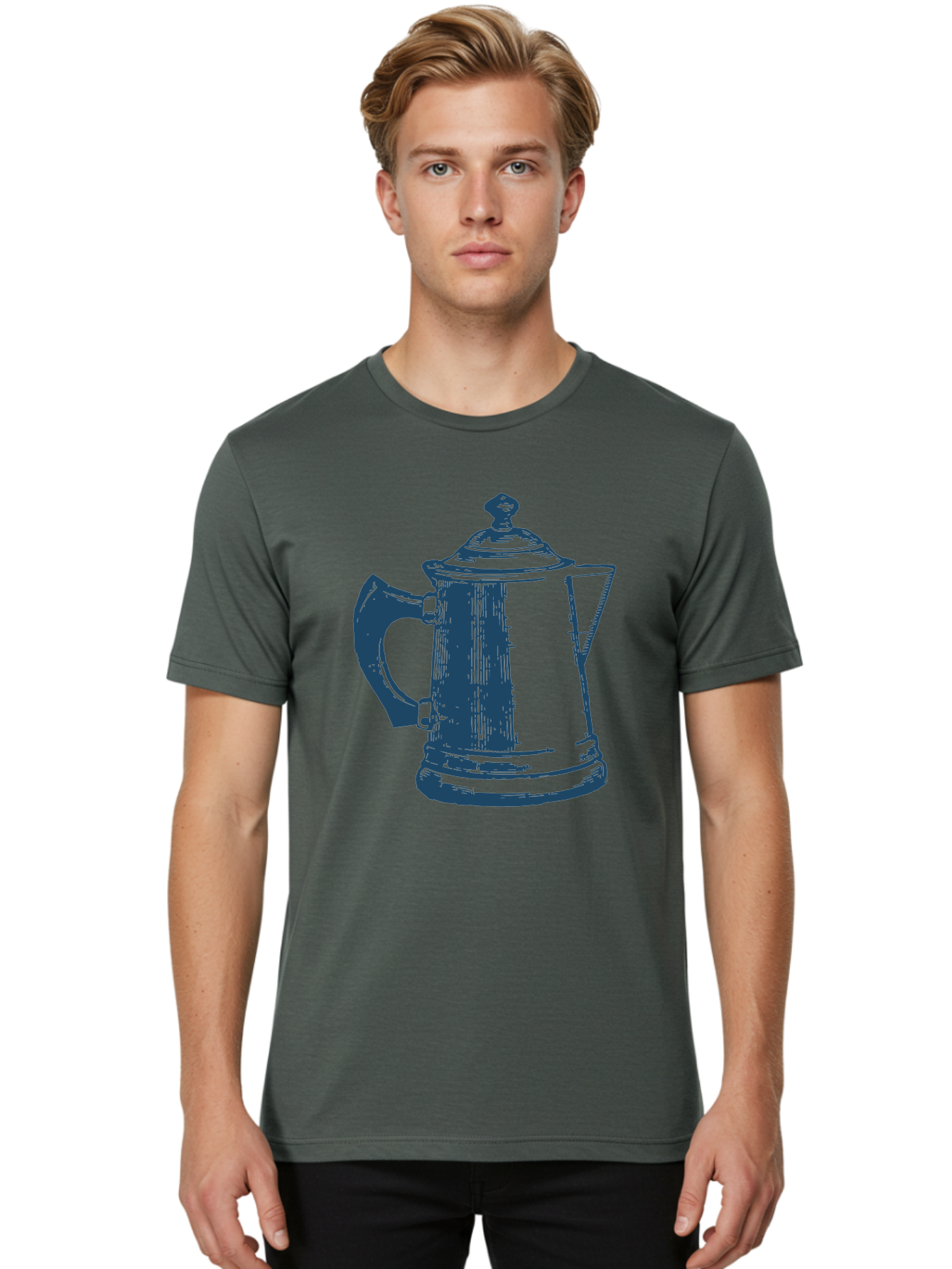 Kettle Men'S Graphic Tee, 100% Cotton, Comfortable Casual Summer Wear, Machine Washable, Coffee Pot, Coffee Maker, Vintage Kitchenware, Coffee Brewing, Metal Coffee Pot, Retro Appliance, Coffee Equipment Aae430
