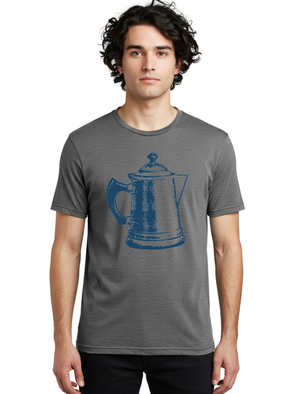 Kettle Men'S Graphic Tee, 100% Cotton, Comfortable Casual Summer Wear, Machine Washable, Coffee Pot, Coffee Maker, Vintage Kitchenware, Coffee Brewing, Metal Coffee Pot, Retro Appliance, Coffee Equipment Aae430