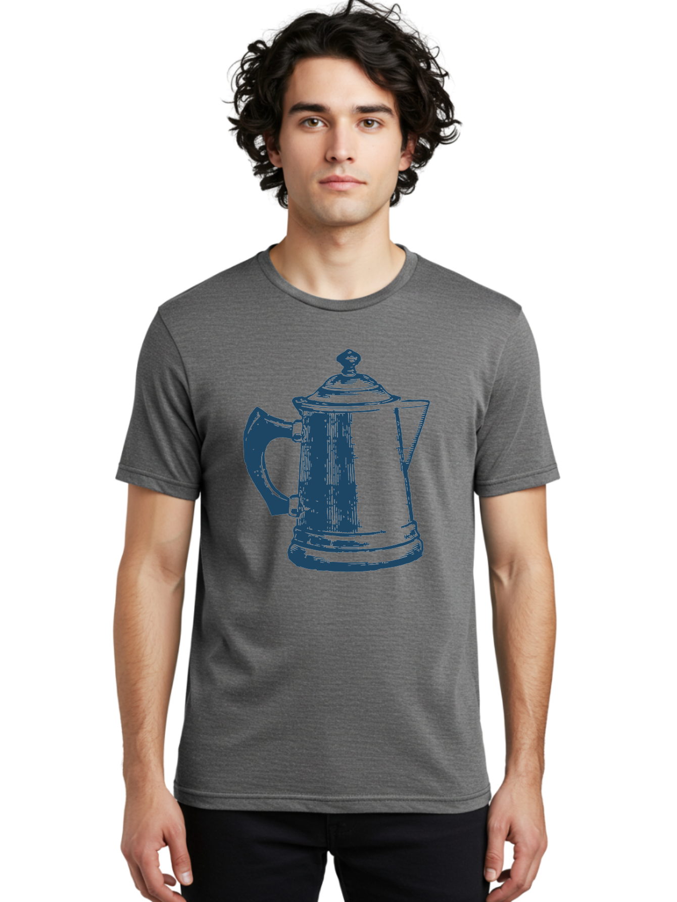 Kettle Men'S Graphic Tee, 100% Cotton, Comfortable Casual Summer Wear, Machine Washable, Coffee Pot, Coffee Maker, Vintage Kitchenware, Coffee Brewing, Metal Coffee Pot, Retro Appliance, Coffee Equipment Aae430